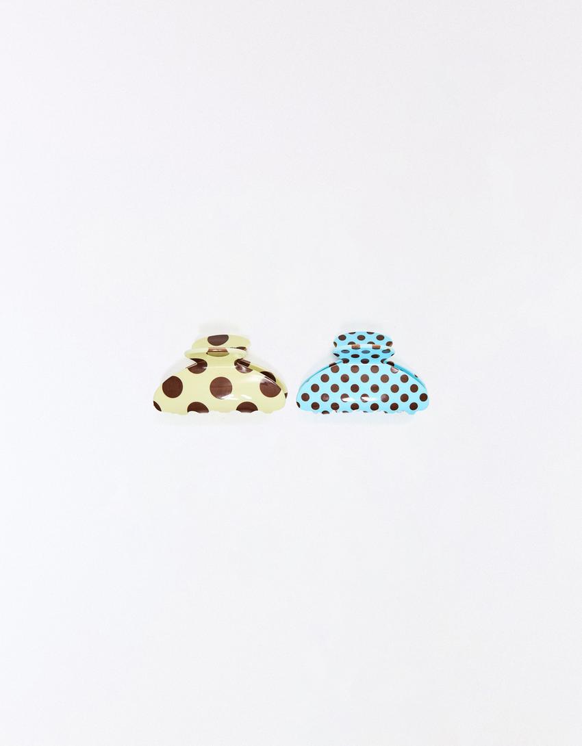 Pack of polka dot hair clips-Yellow