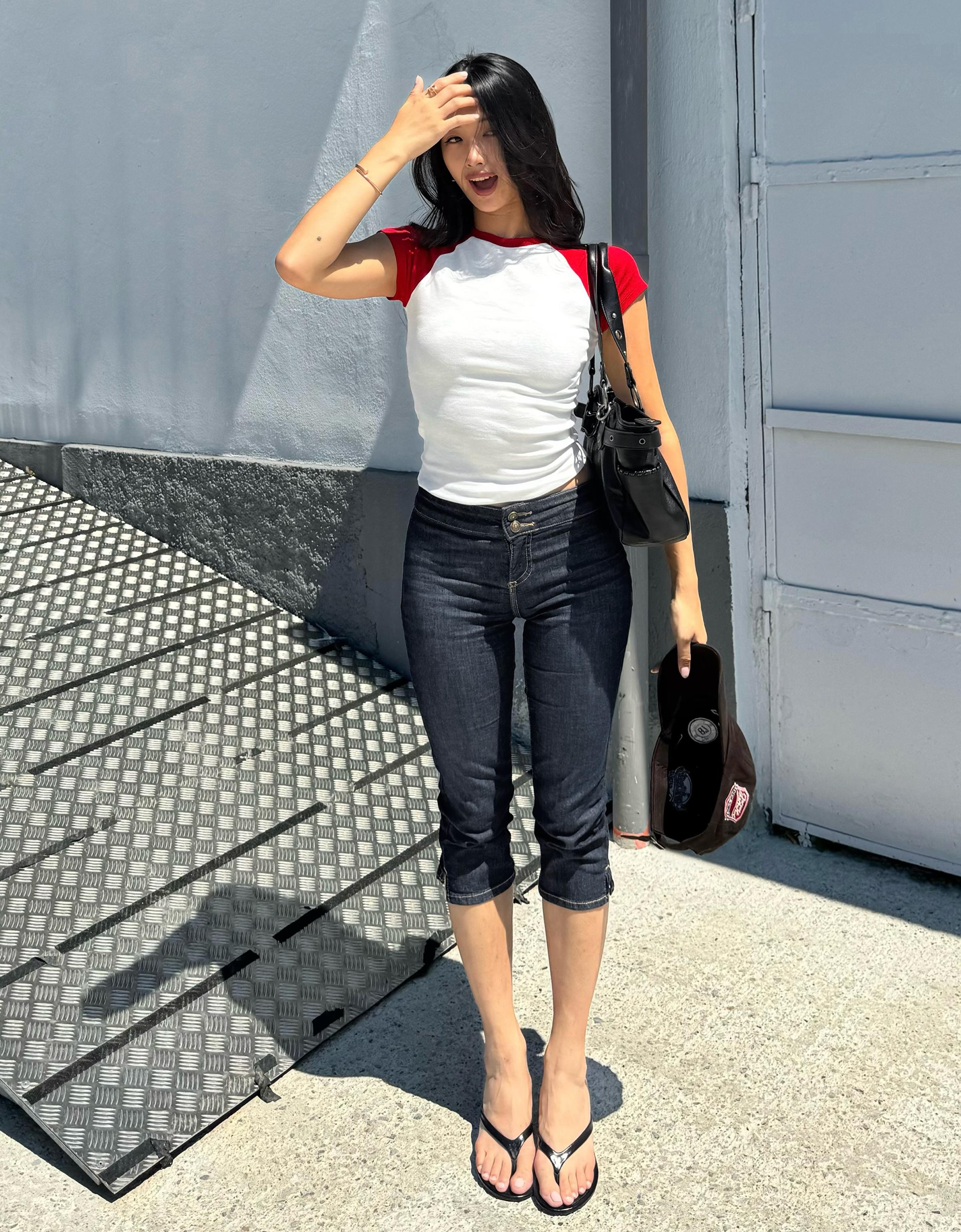 Bershka Denim kapri pantolon görsel 5