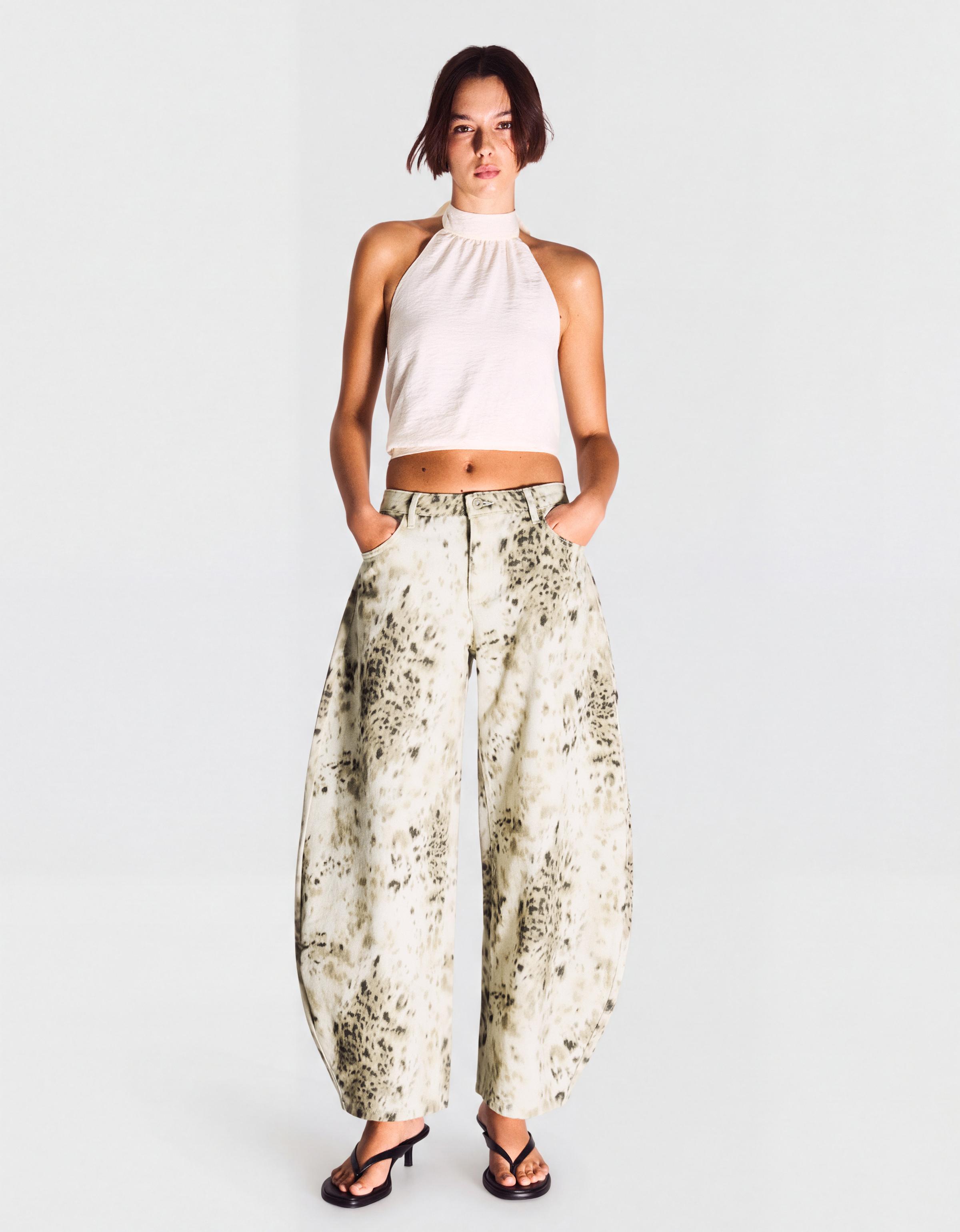 Baskılı barrel fit pantolon - Görsel 25