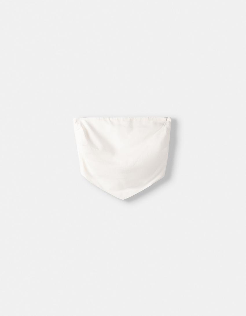 Top foulard avec lin-Blanc cassé-4
