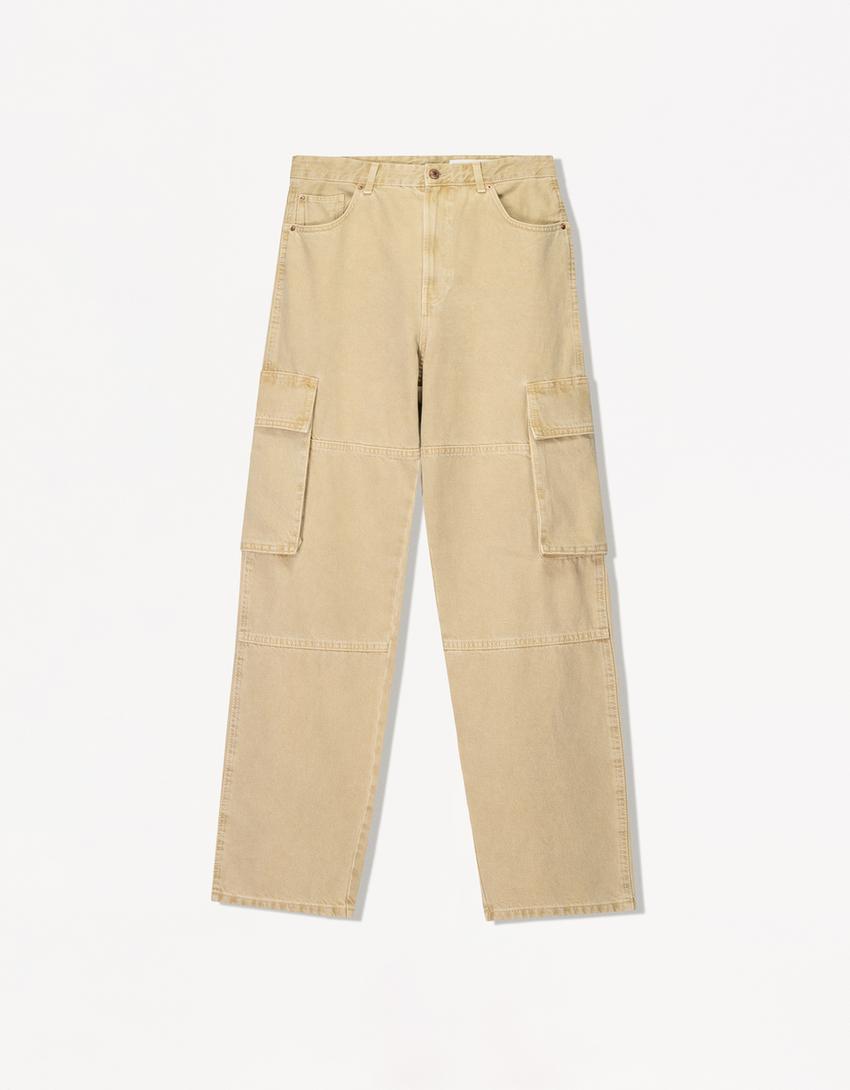 Baggy cargo jeans-Camel-3