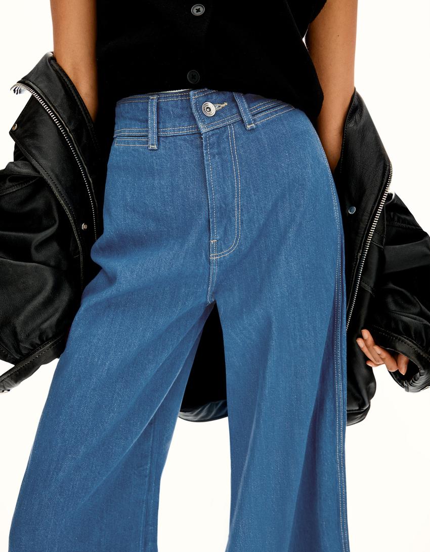 Wide-leg jeans-Blue-2