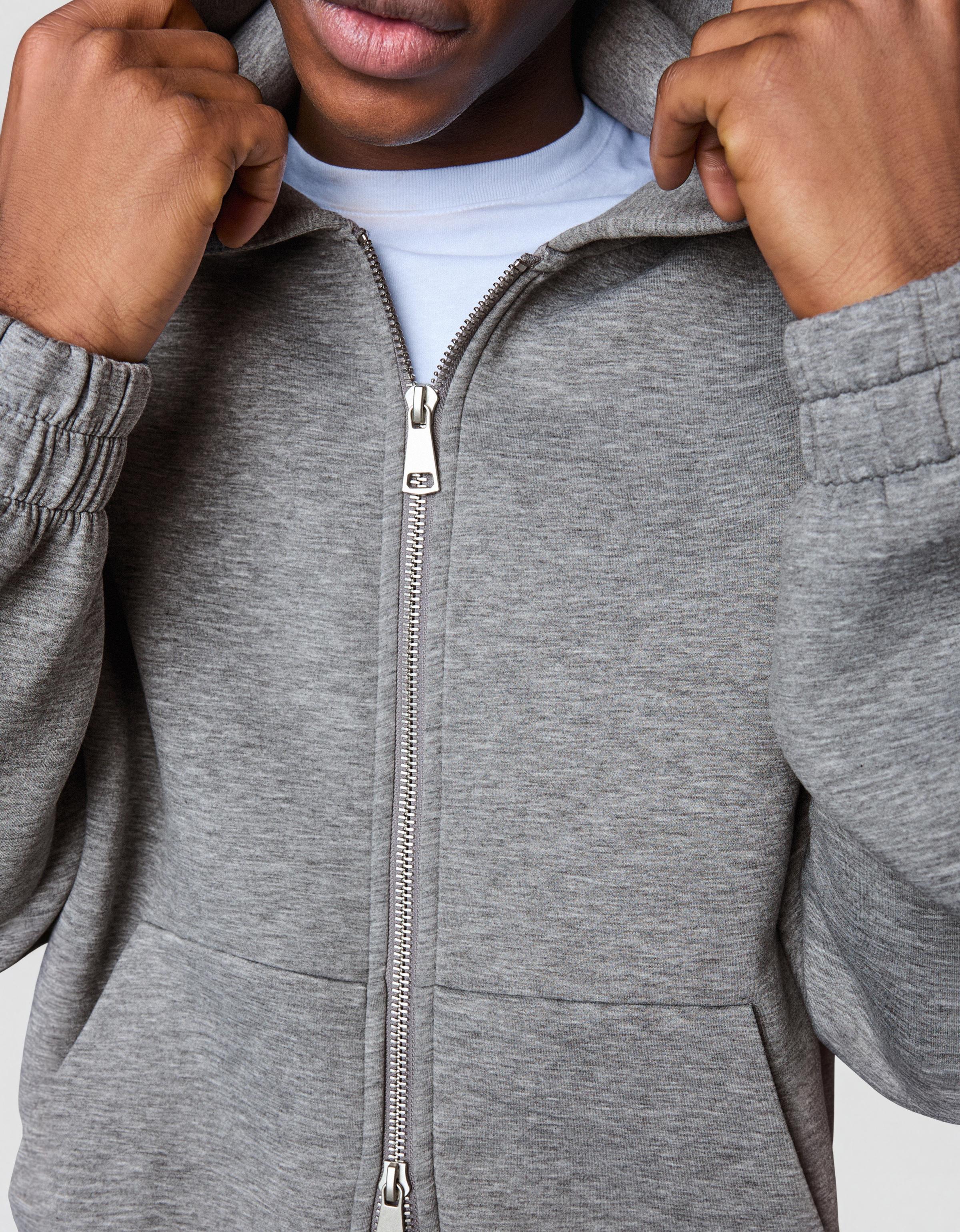 Fermuarlı sentetik kauçuk kumaş kapüşonlu sweatshirt - Görsel 30