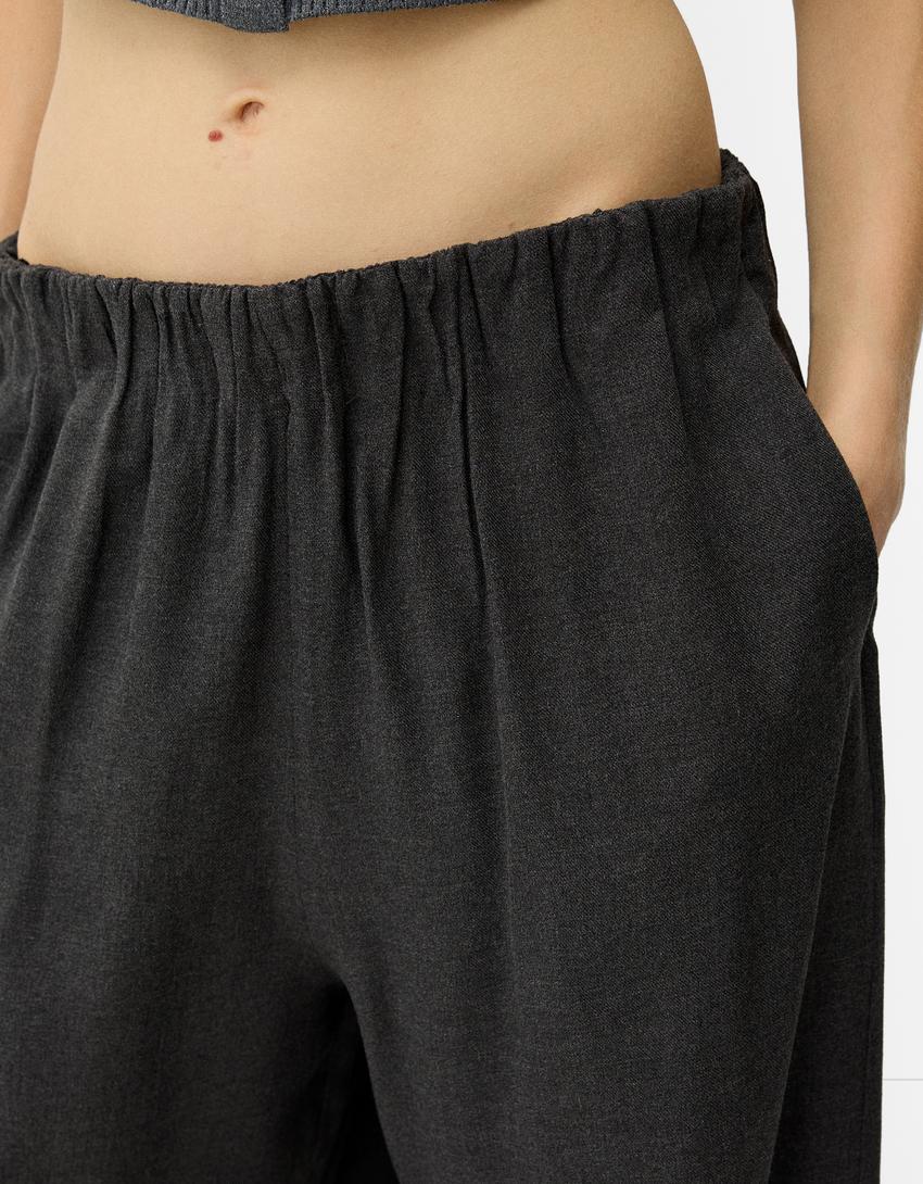 Pantalon large-Gris foncé-5