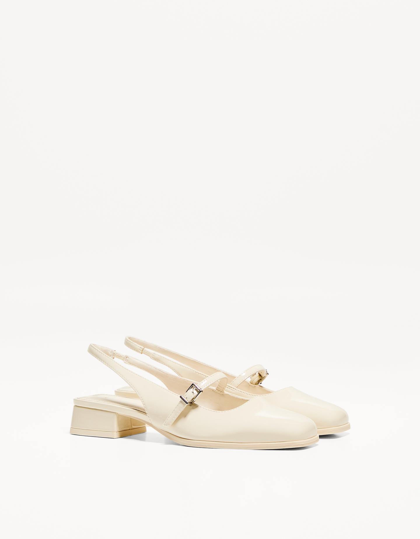 Bershka Mary Jane Tacón Ancho Destalonado Mujer 41 Beige