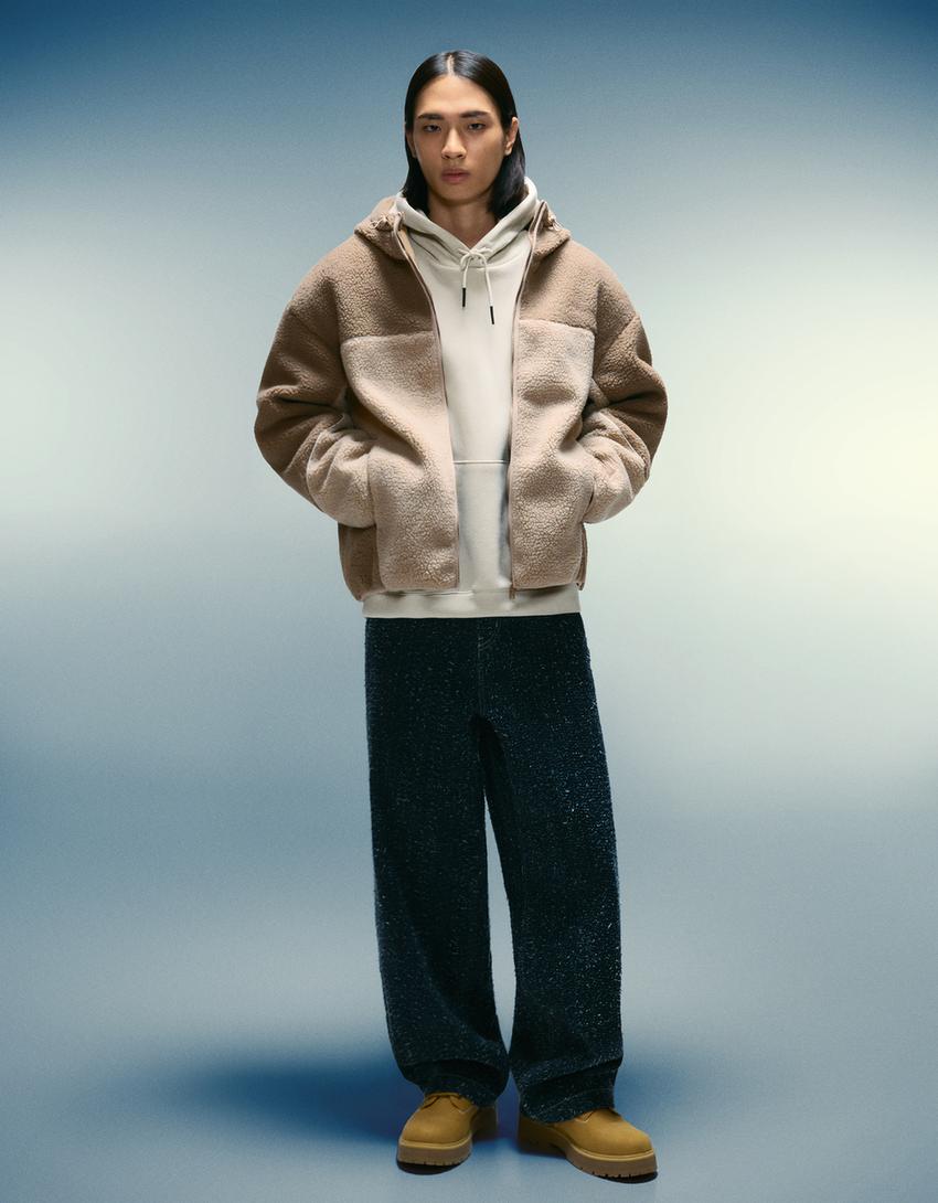 Veste en mouton synthétique-Camel