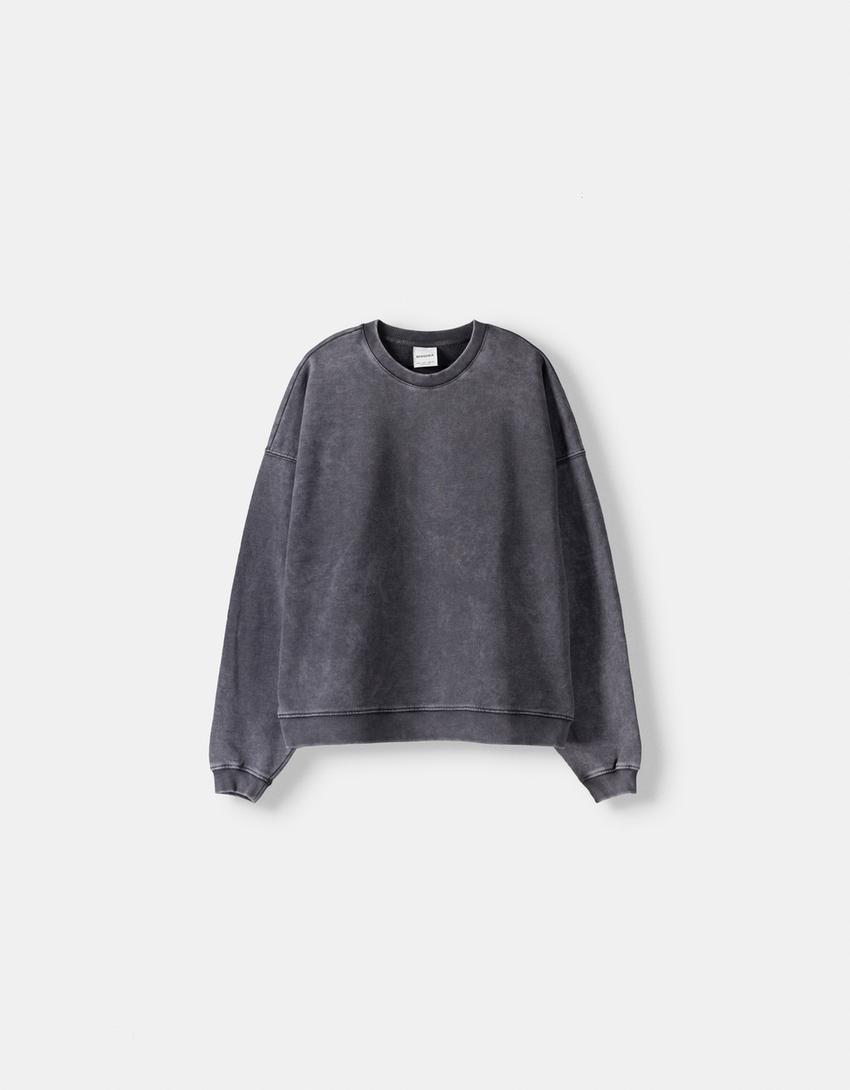 Washed-effect sweatshirt-Black-4