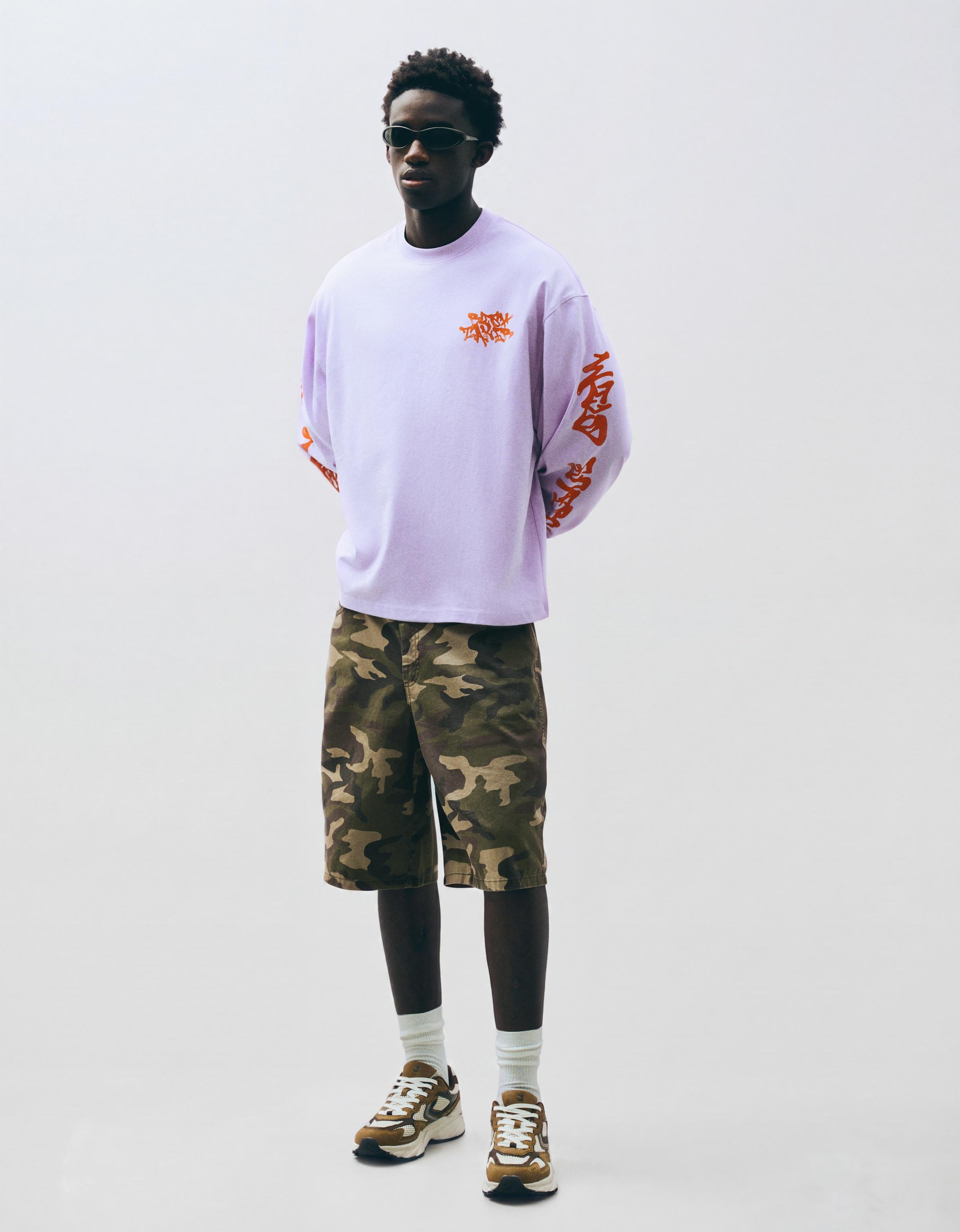 Printed skater Bermuda shorts — Khaki