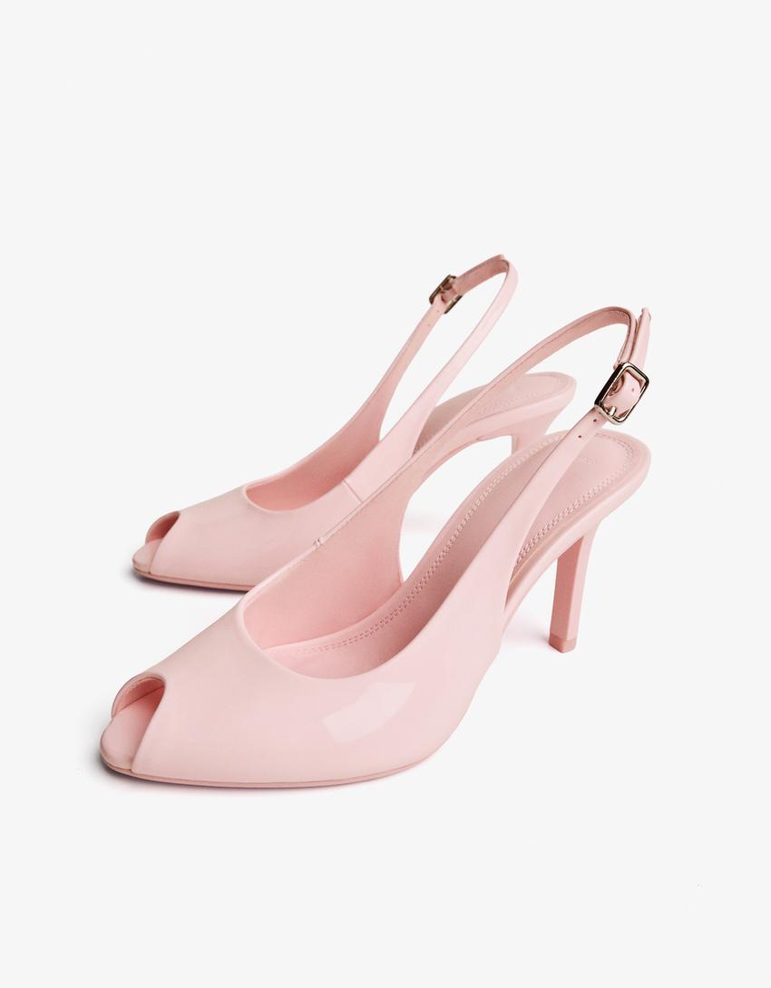 Chaussures à talon fendu-Rose-3