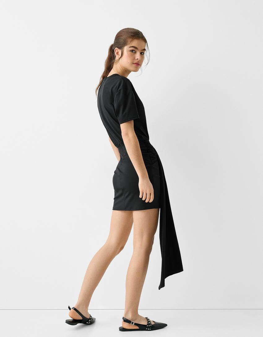 Mini dress with knot-Black-2