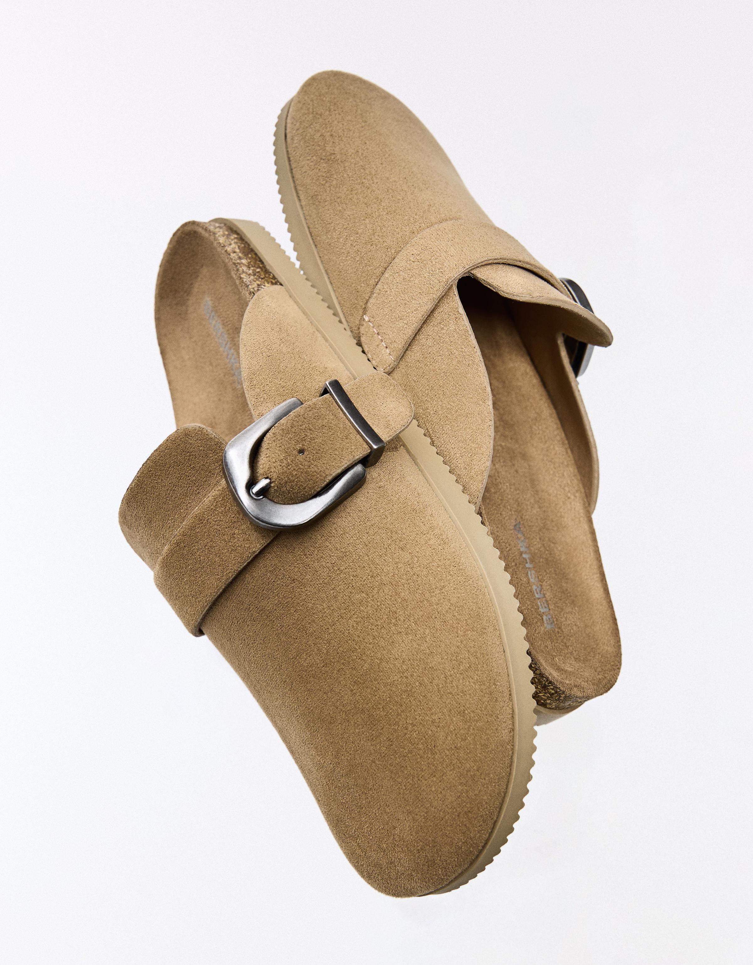 Clogs with buckle detail — TAUPE
