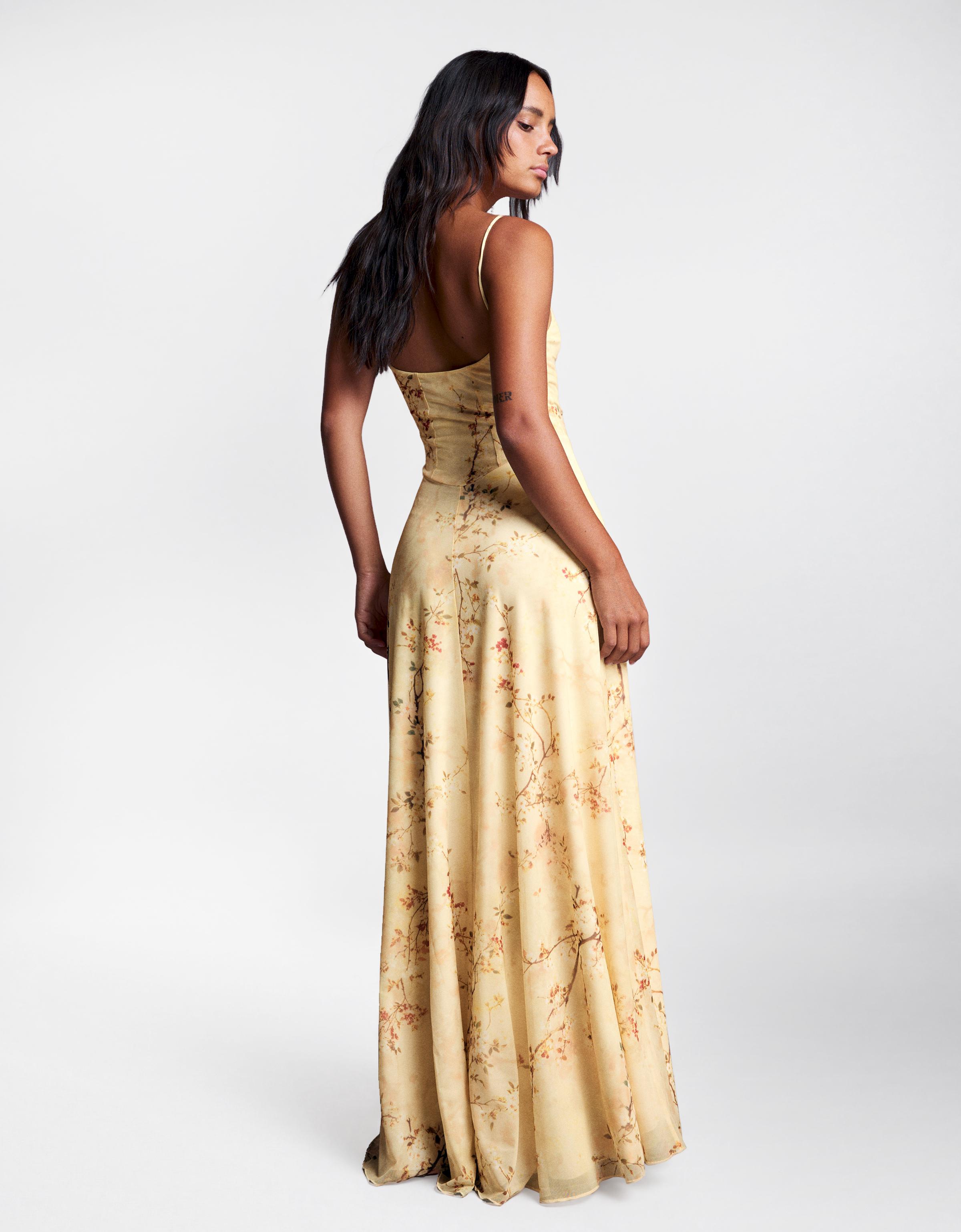Strappy floral midi dress — Yellow
