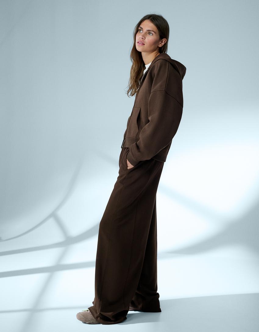 Plush barrel trousers-Brown