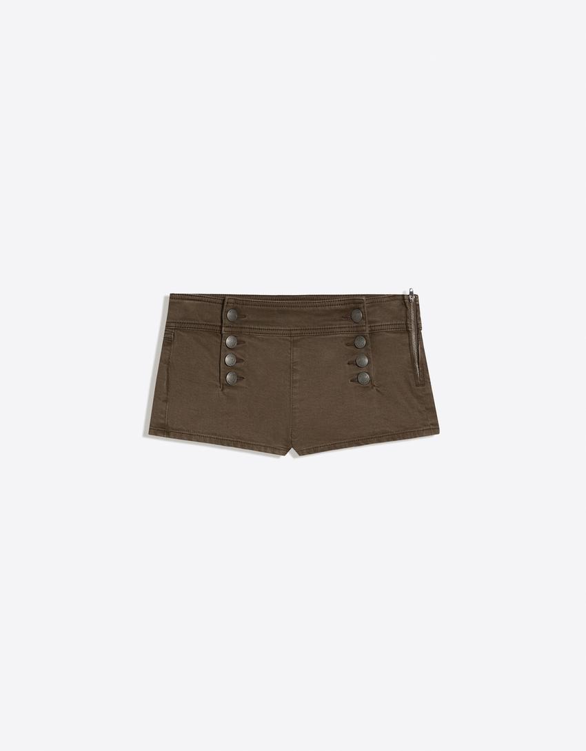 Mini shorts with buttons-Sand