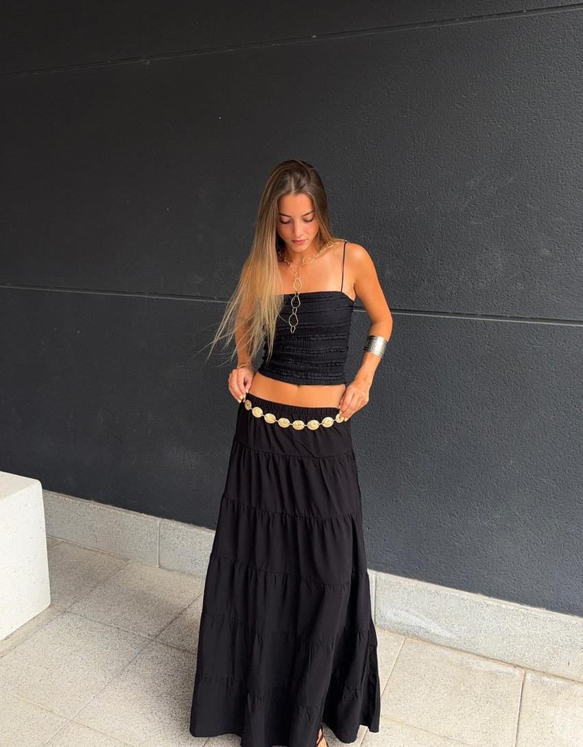 Jupe midi rustique Jupes et shorts Femme Bershka - Main Image