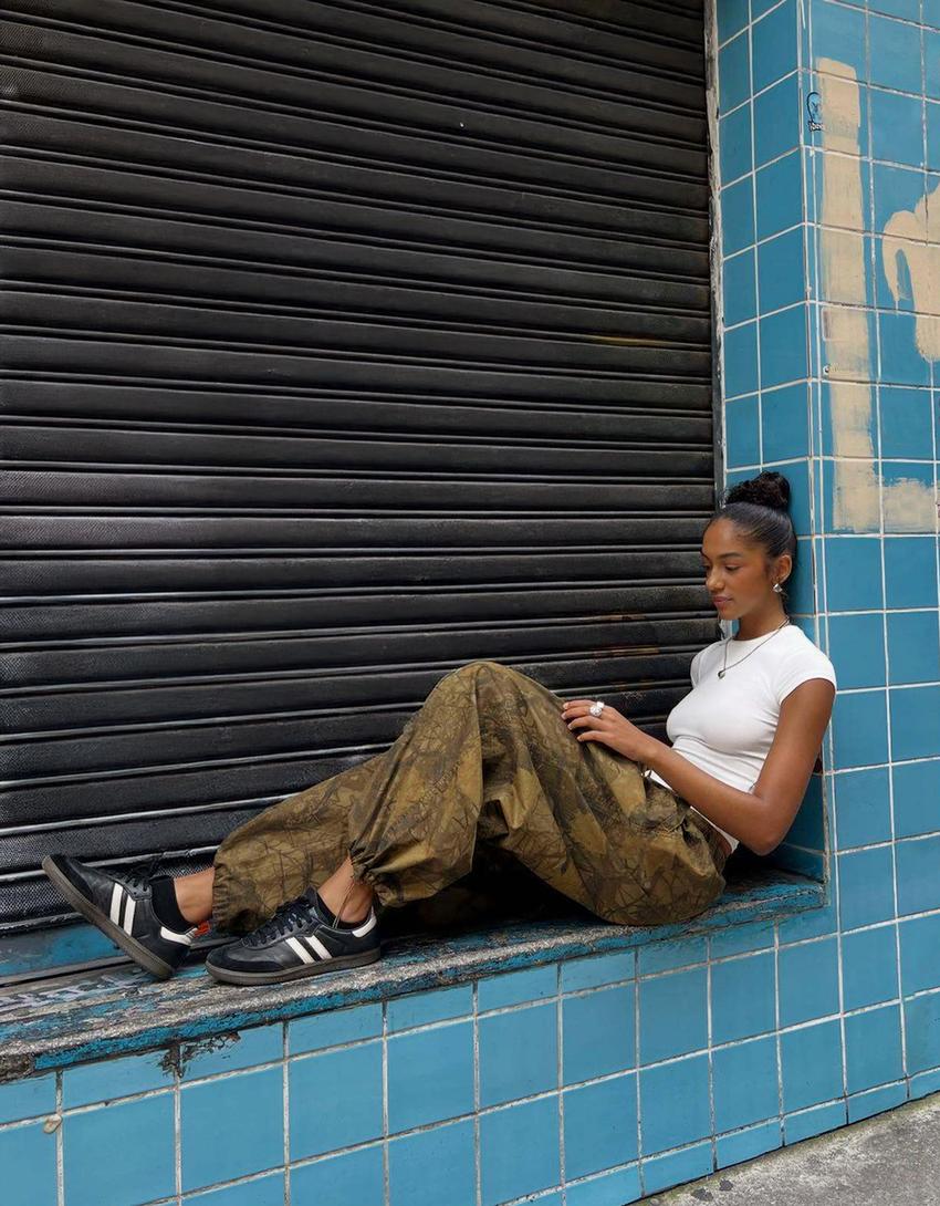 Cargo parachute trousers-Green