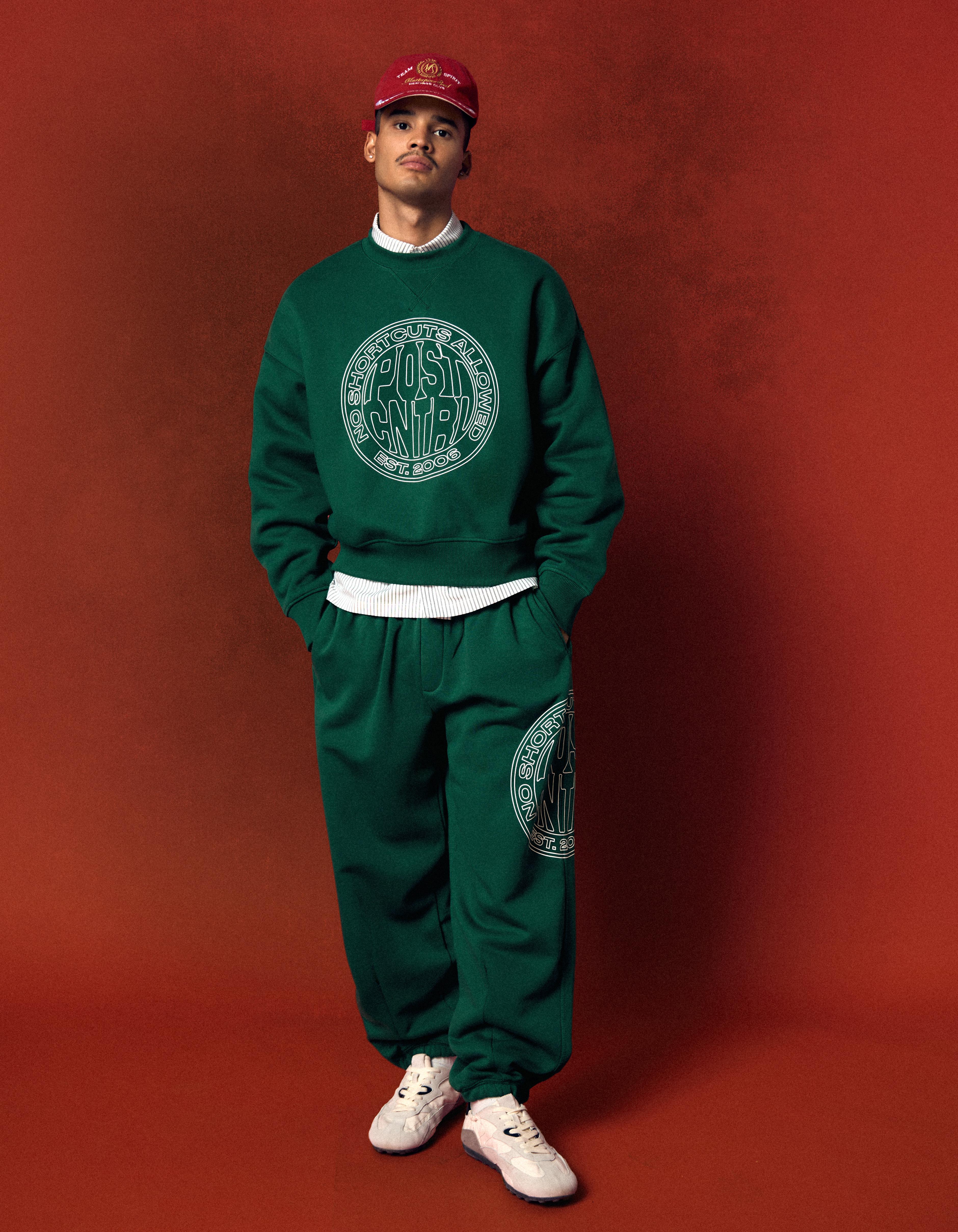 Round neck print sweatshirt — Green