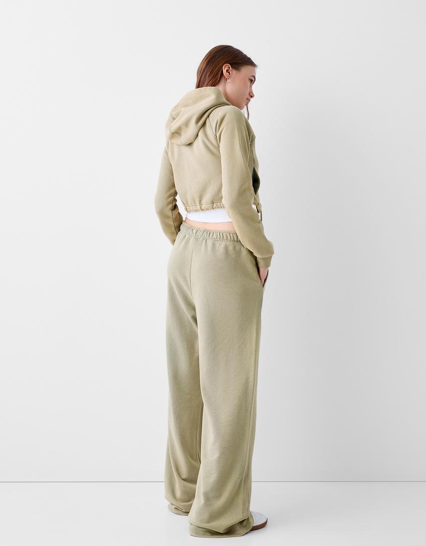 Sweat capuche zippé-Kaki-1