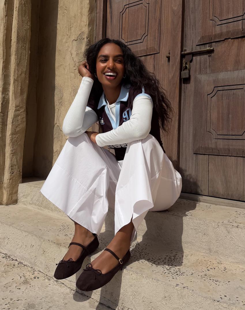 Poplin culotte trousers-White