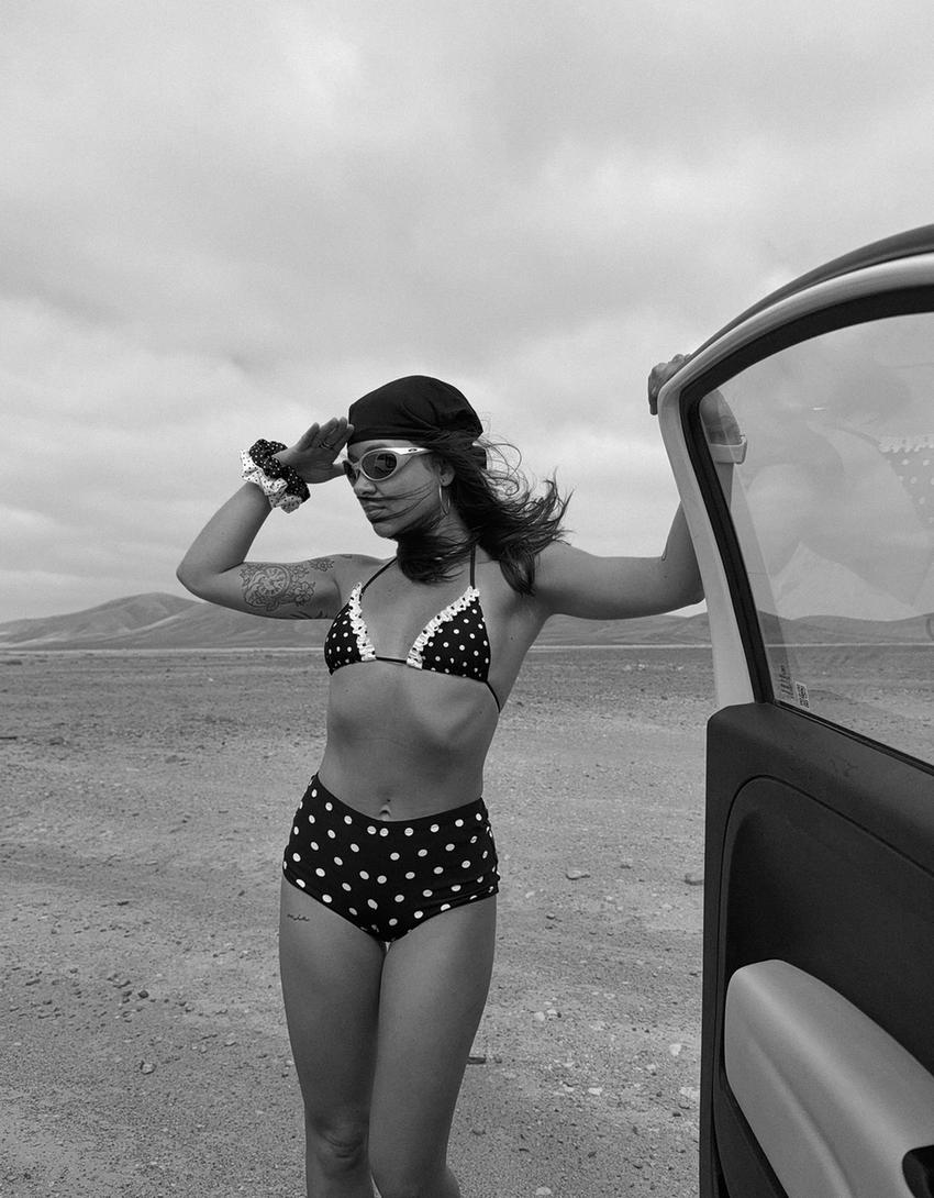 Haut de bikini pois-Noir-1