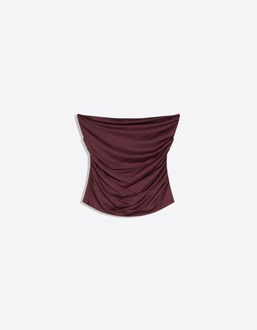 Ruched polyamide bandeau top — Burgundy 5