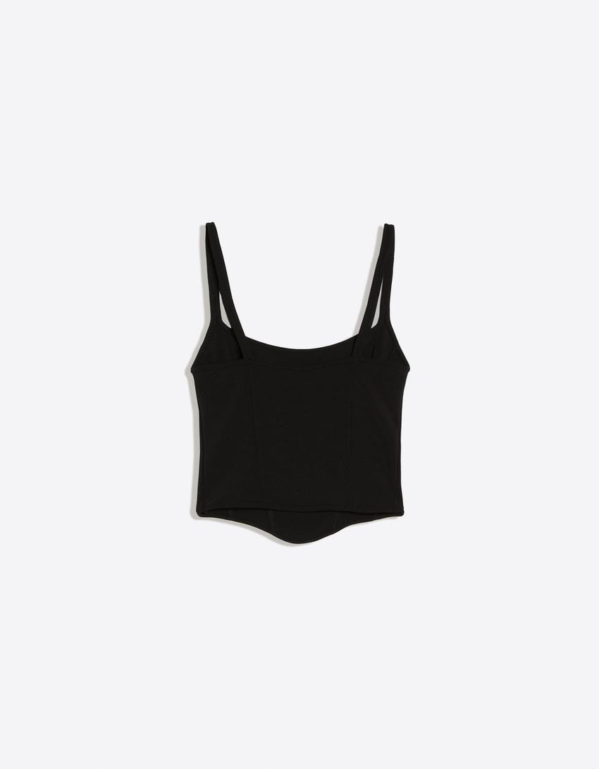 Strappy corset top-Black