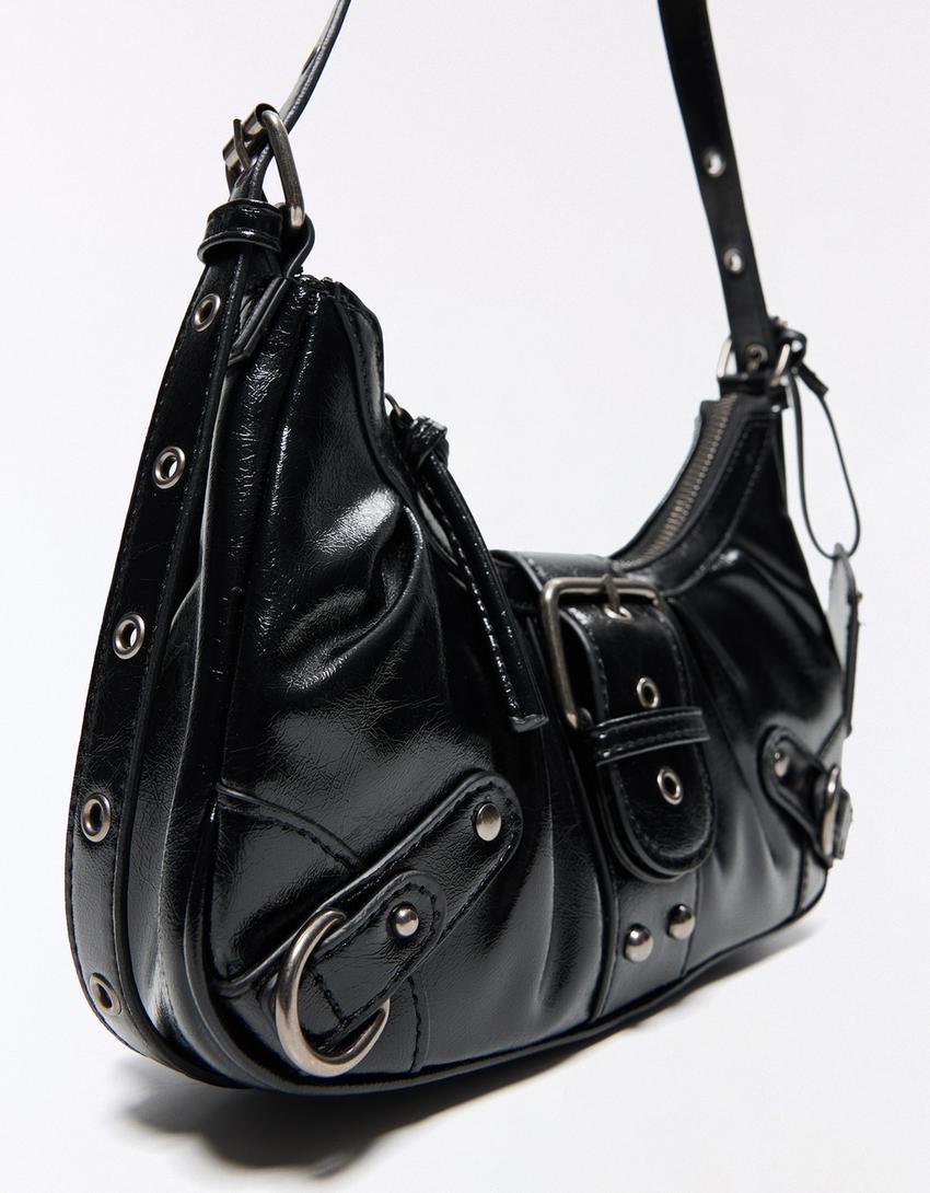 Buckle shoulder bag-Black