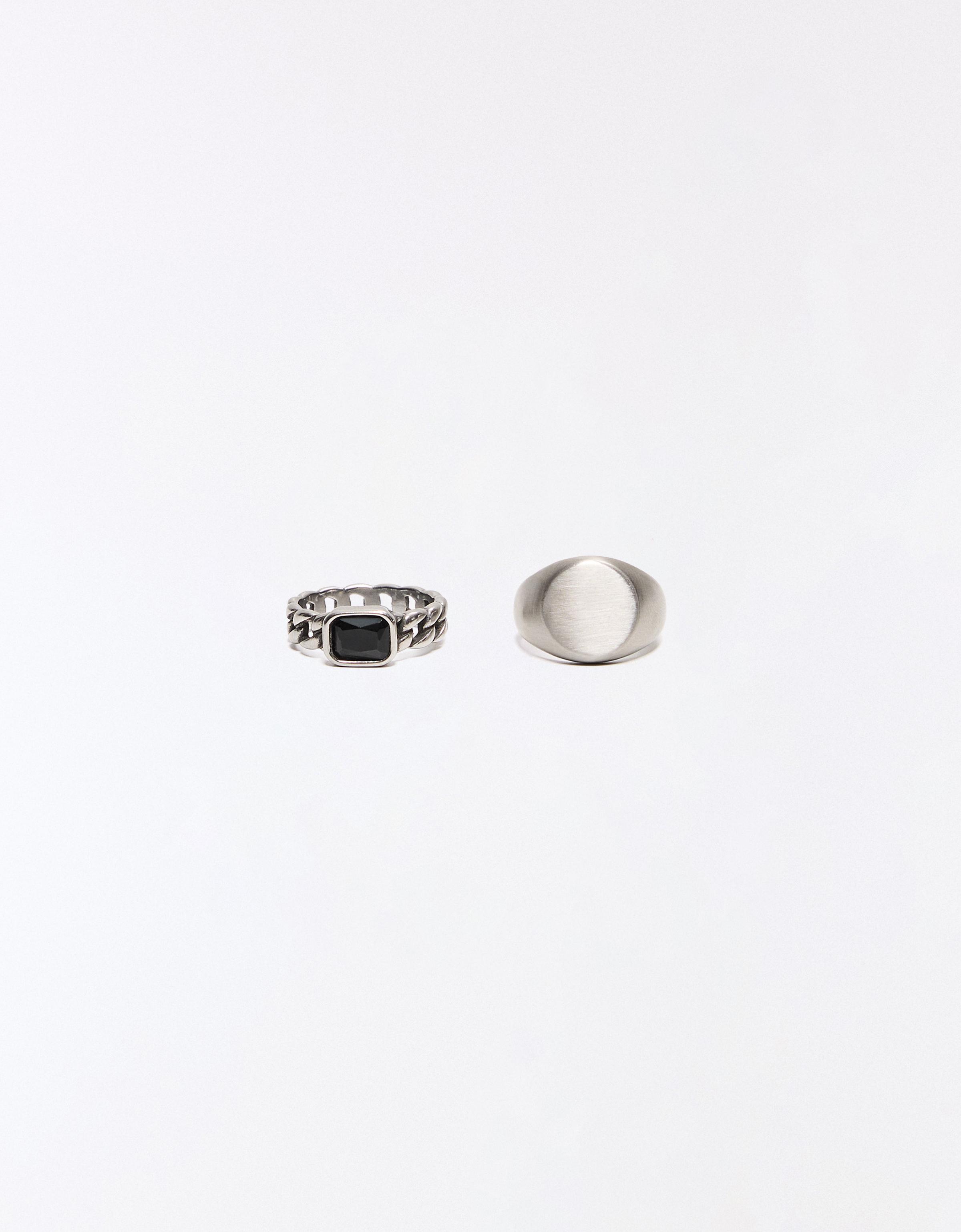 Pack of 2 stainless steel rings — Silver