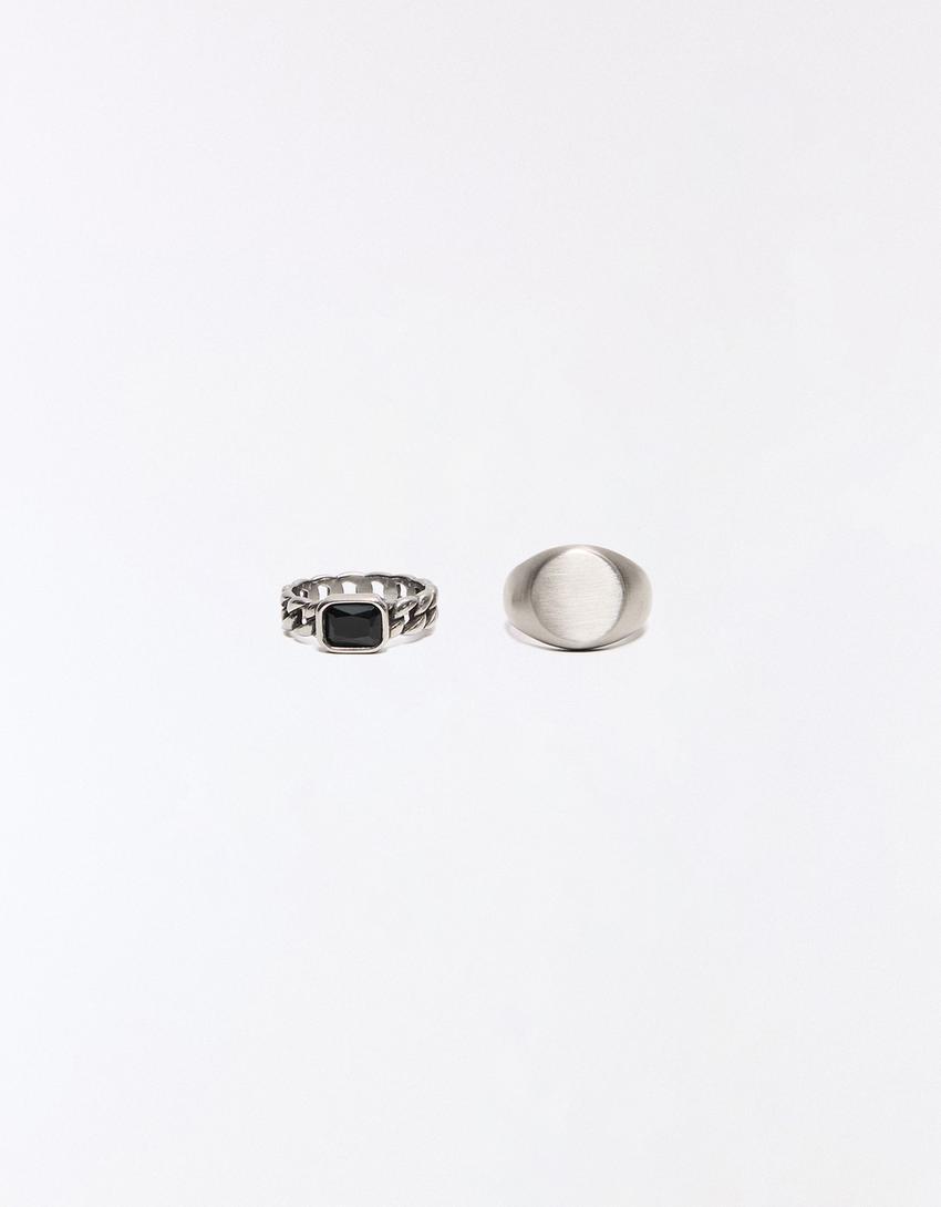 2er-Pack Ringe aus Edelstahl-Silber