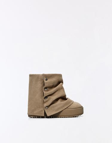 FUR-LINED TROUSER ANKLE BOOTS — TAUPE 1