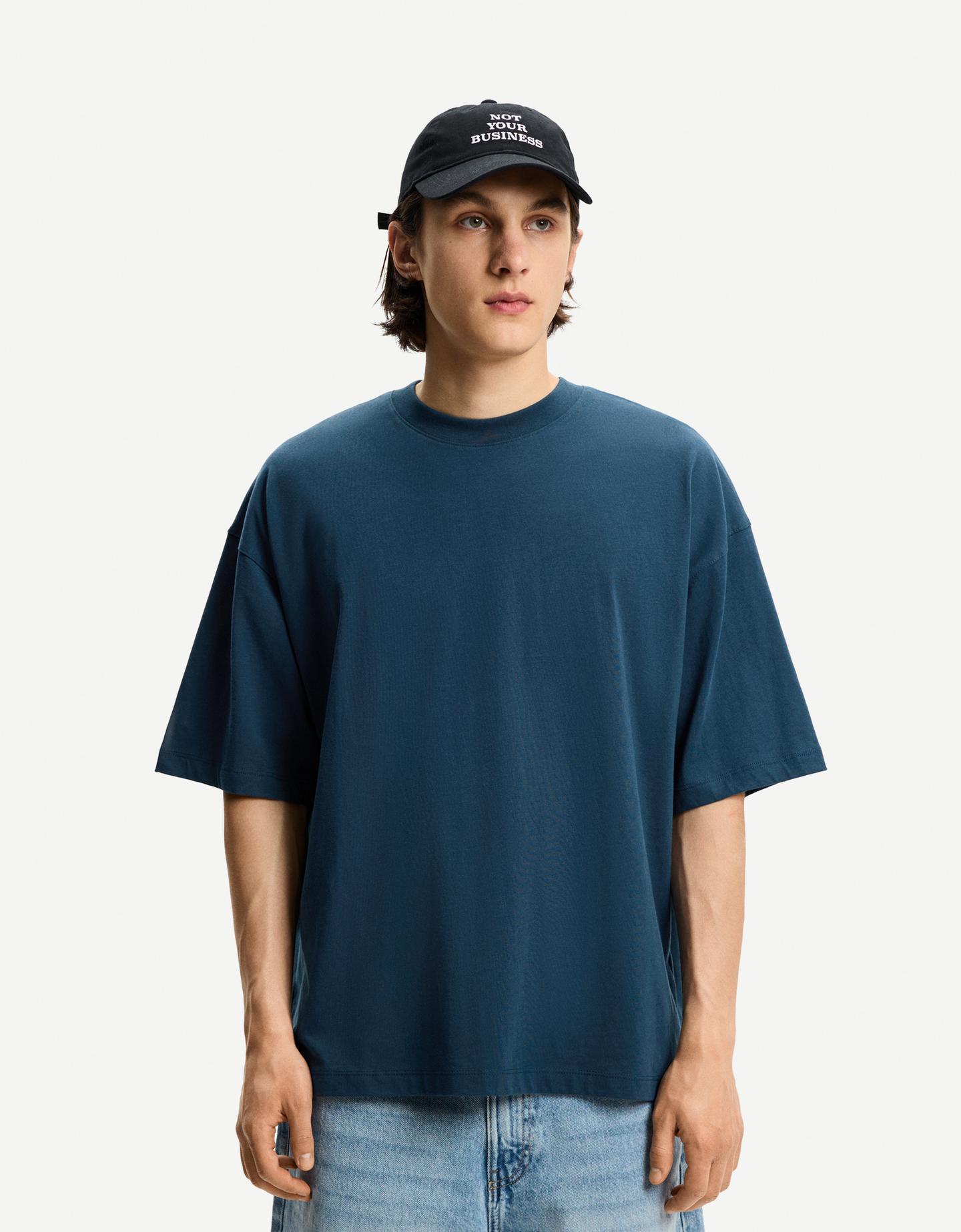Bershka Maglietta A Maniche Corte Oversize Uomo Xs Azzurro