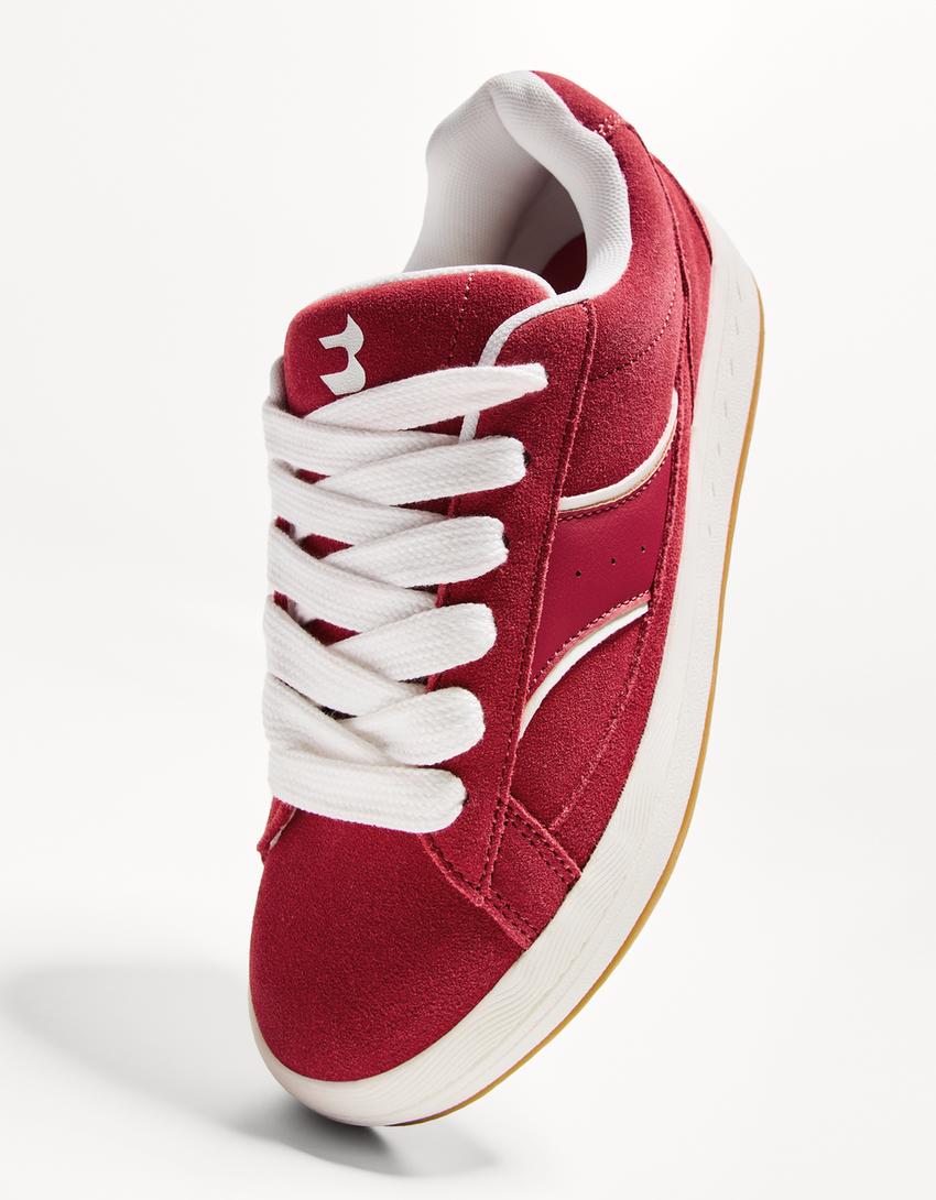 Pantofi sport skate PIELE-Roșu