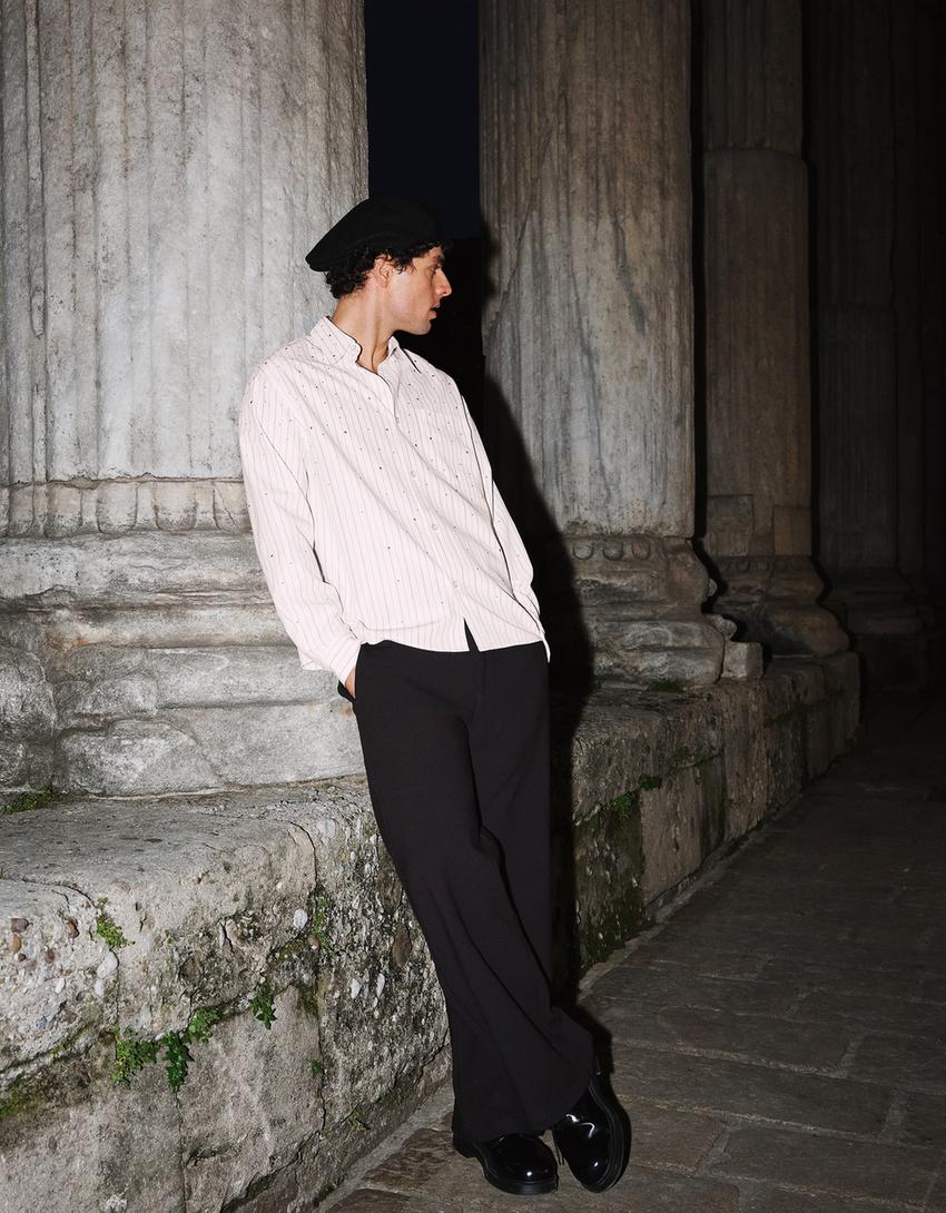 Camisa boxy tatxes-Blanc