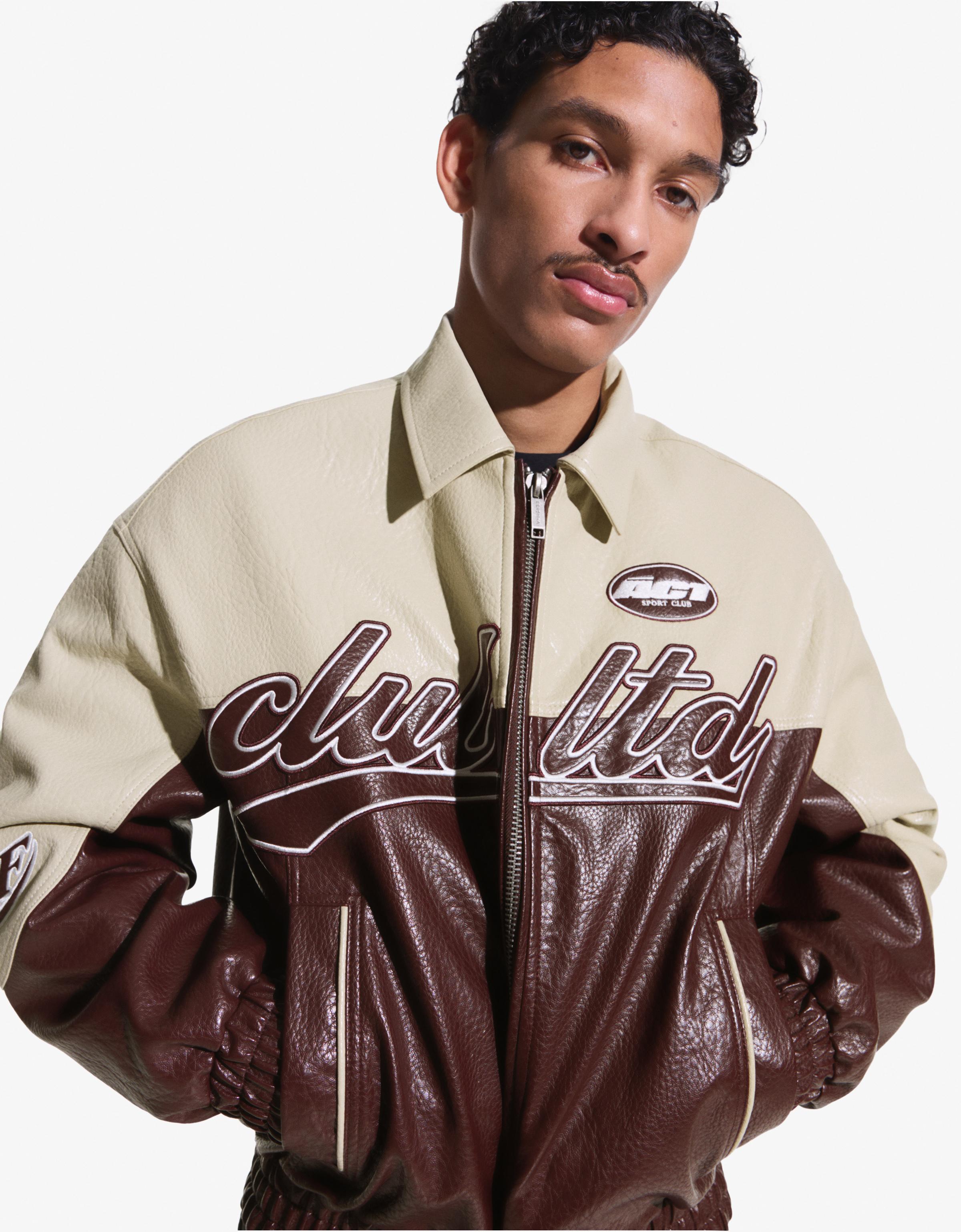 Blok renkli suni deri ceket - Görsel 31