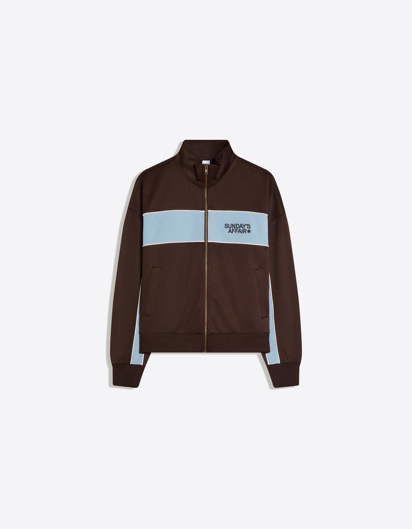 Printed Tech Jacket-Brown