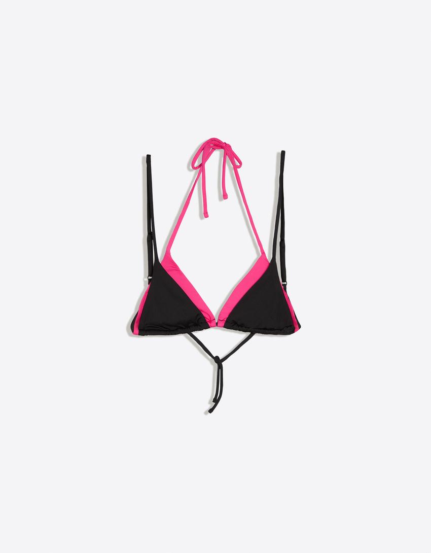 Layered bikini top-Black