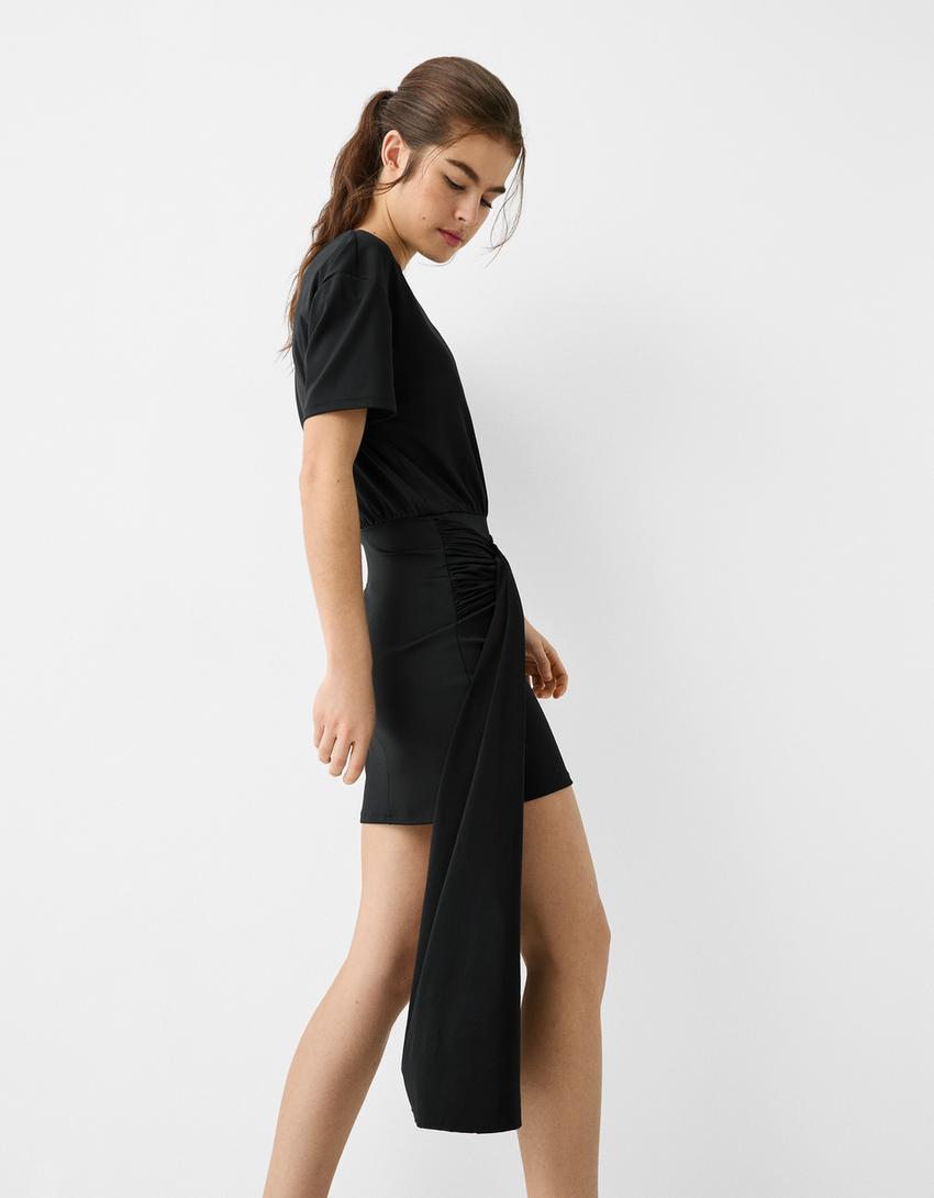 Mini dress with knot-Black-3