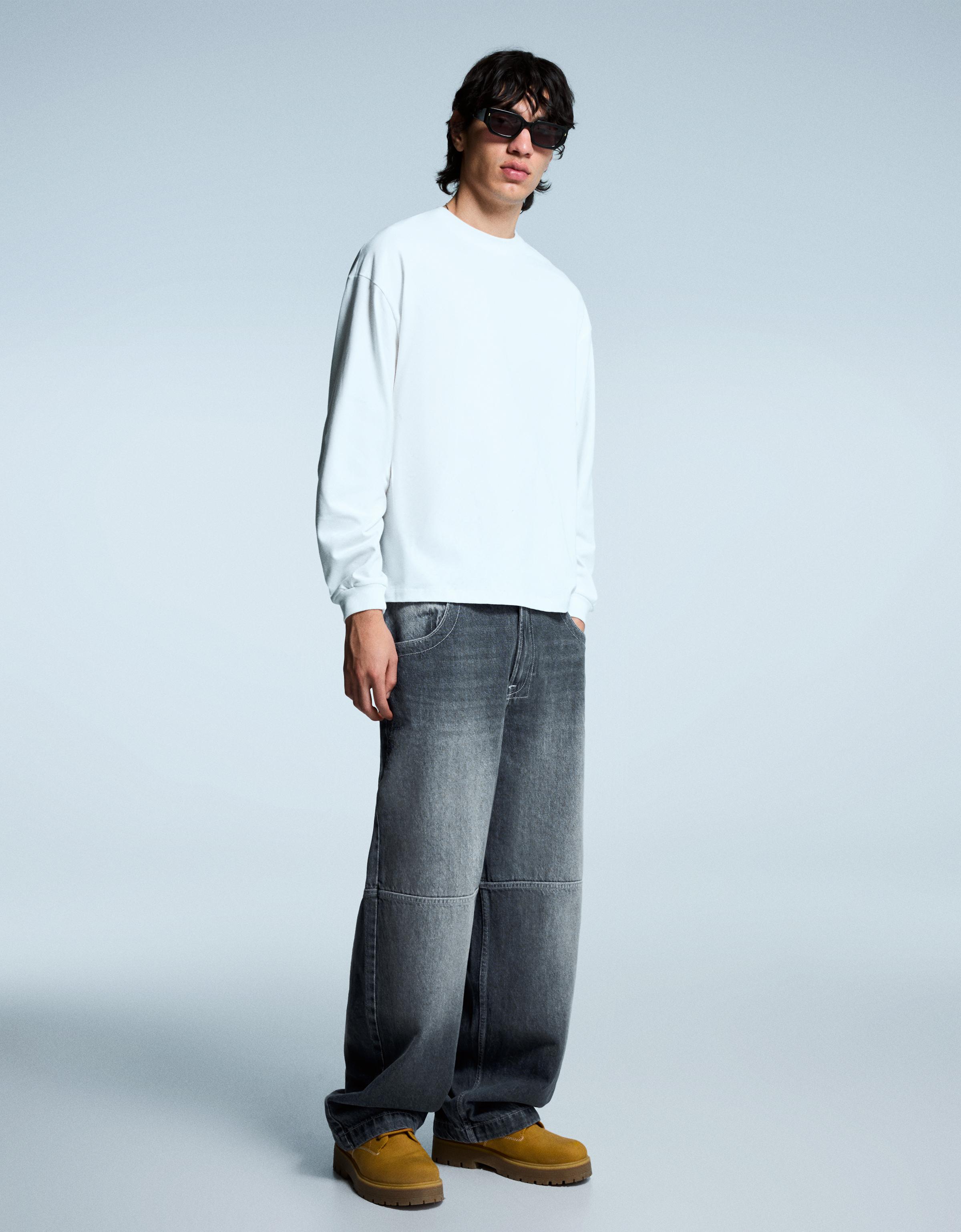 Bershka Super Baggy Jeans Herren 42 Blau