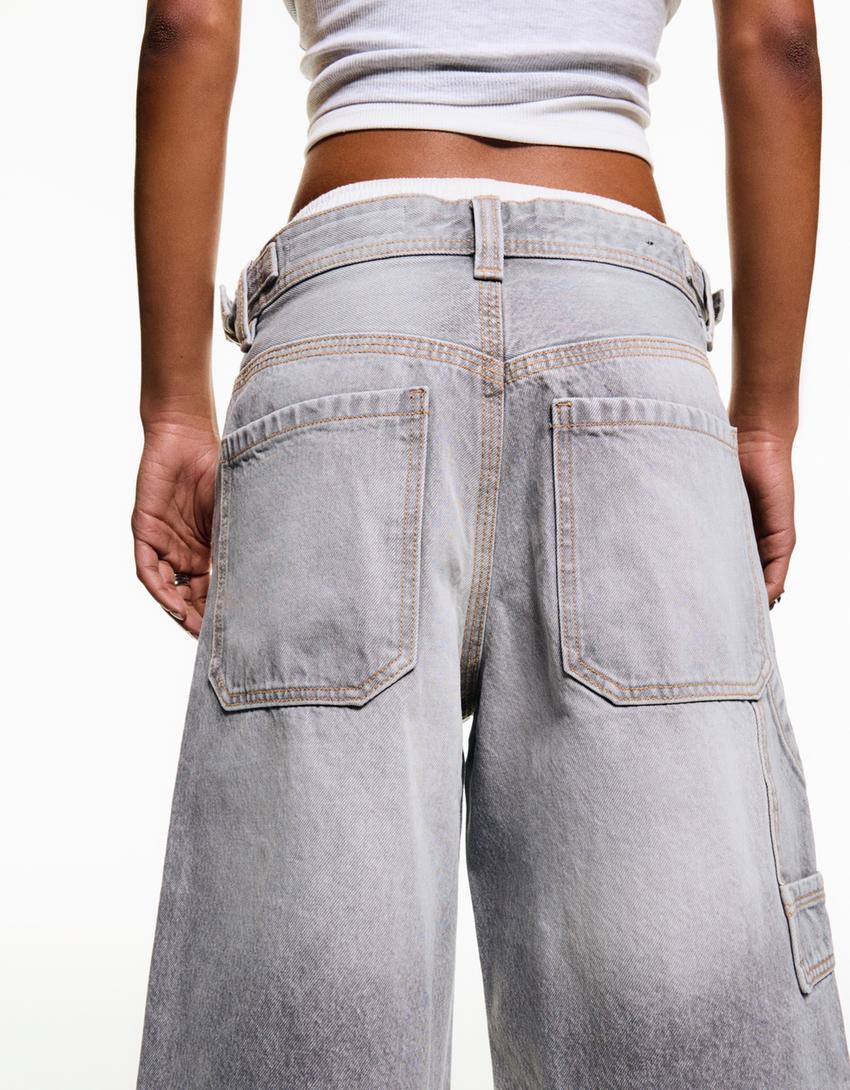 Bermuda denim balloon-Gris