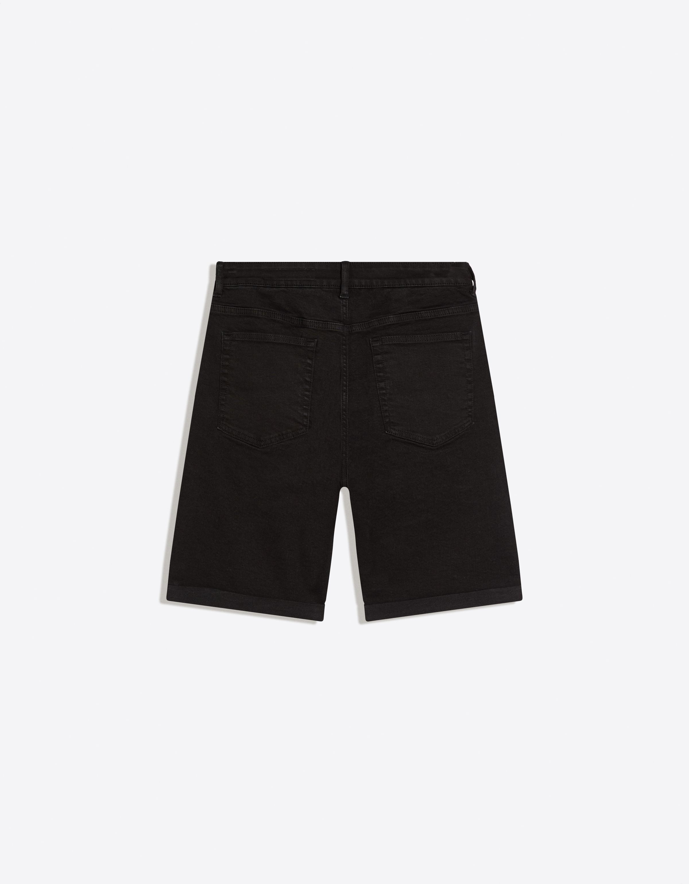 Roll-up denim Bermuda shorts — Black
