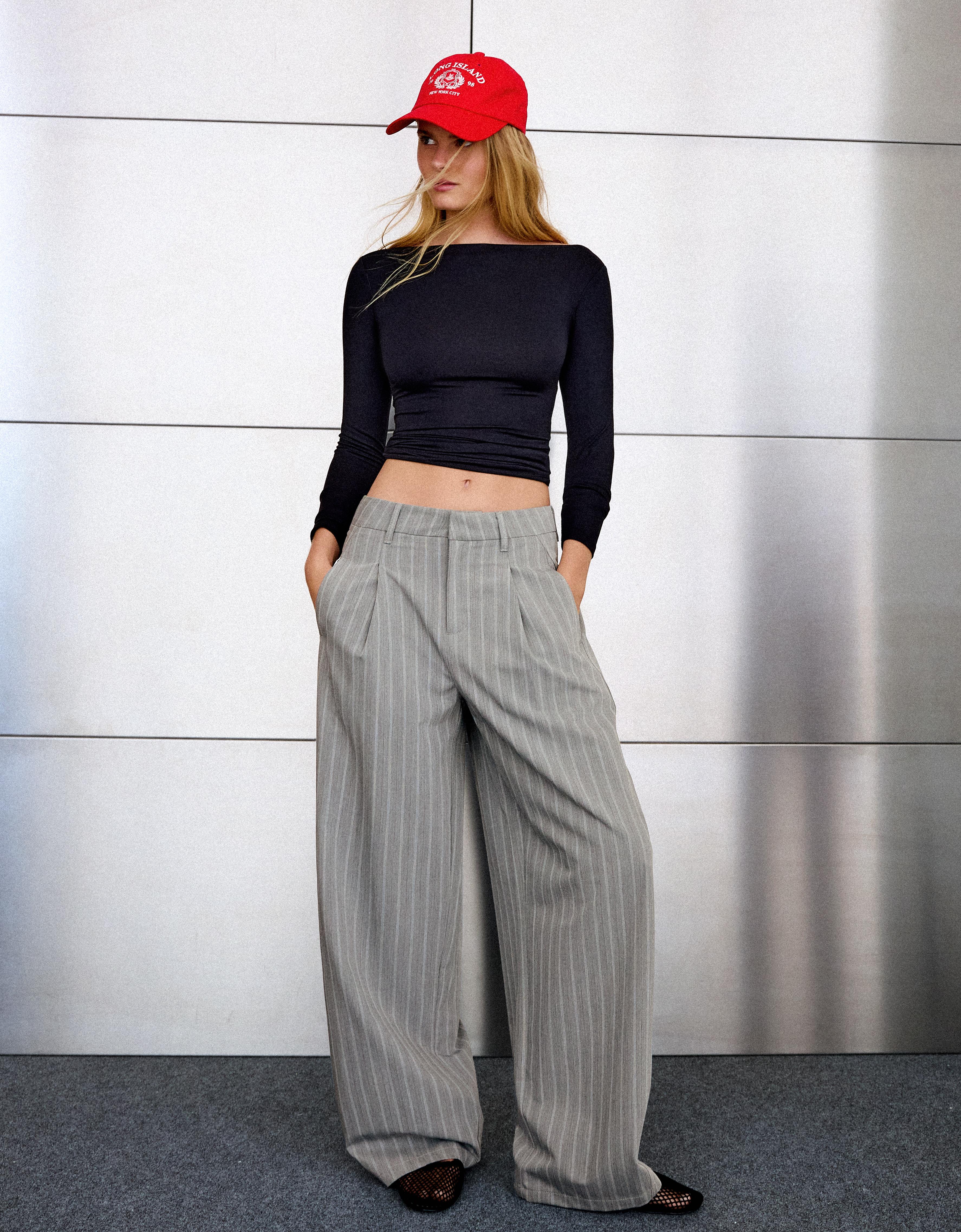 Double-fabric darted trousers — Grey
