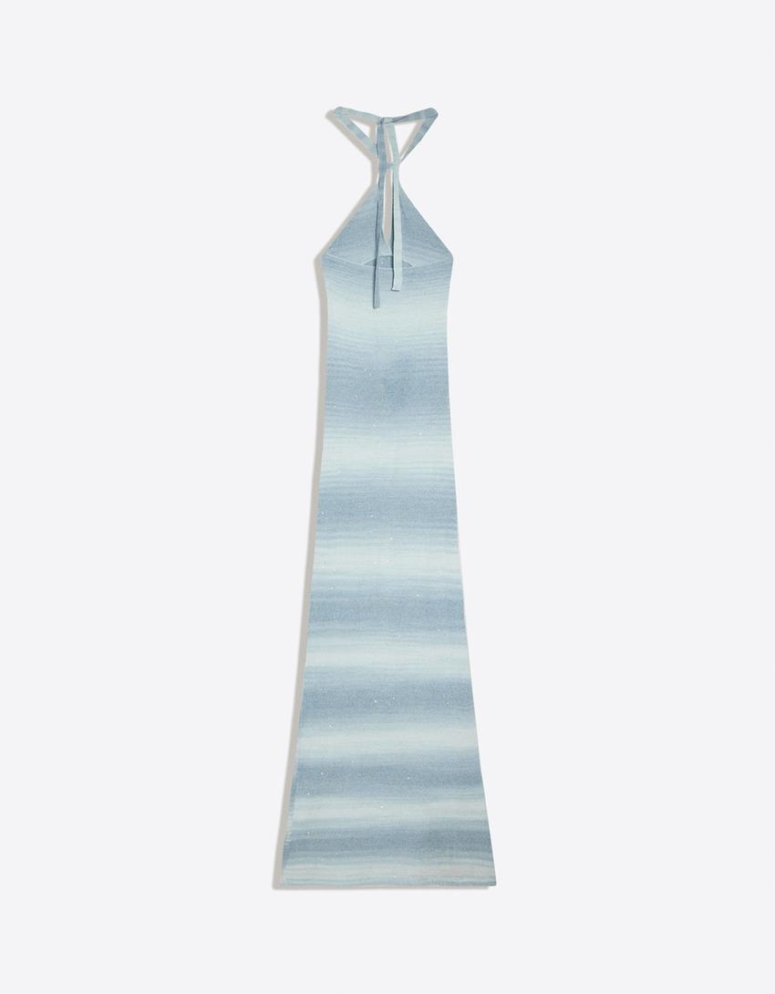 Pullu halter midi elbise - Görsel 6