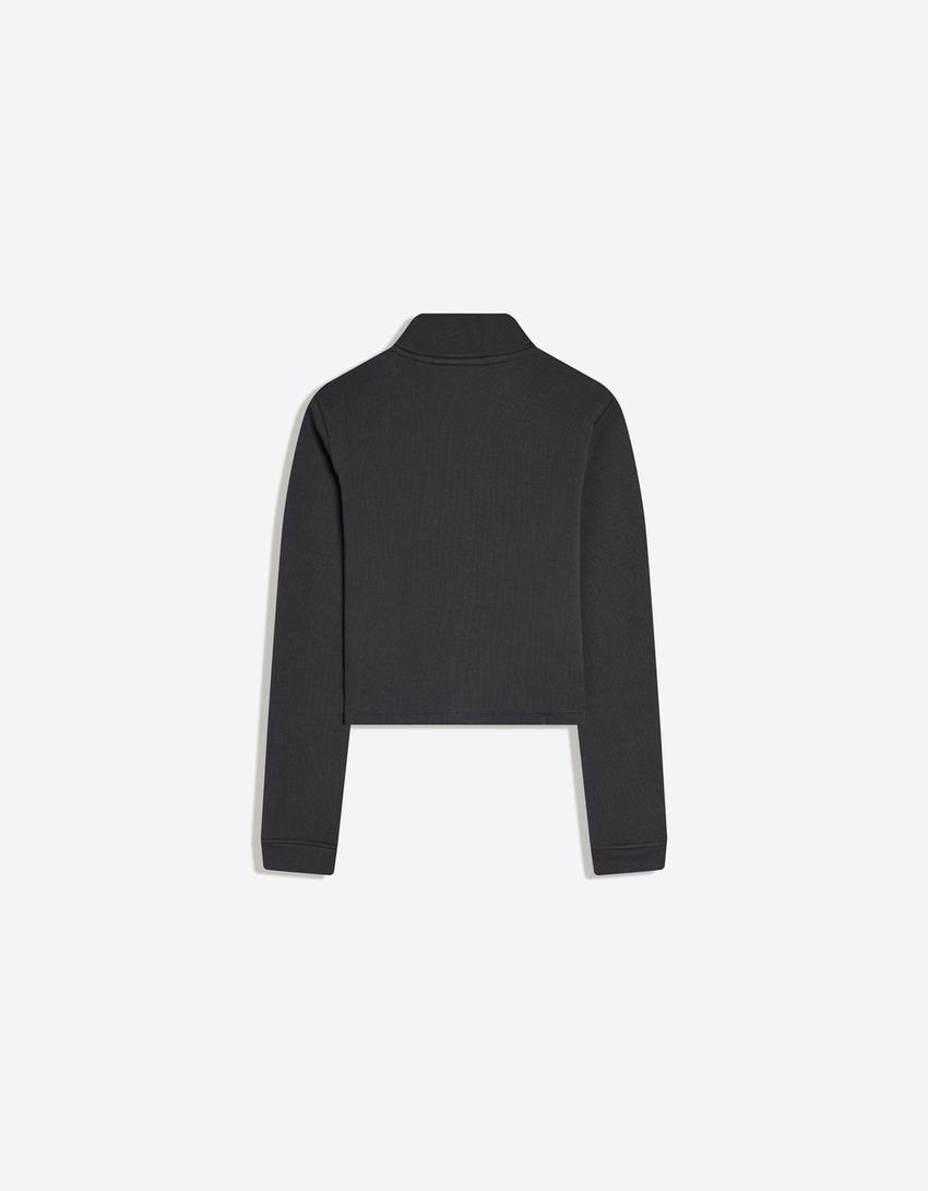 Dar kesim grafik desenli ceket-Koyu gri