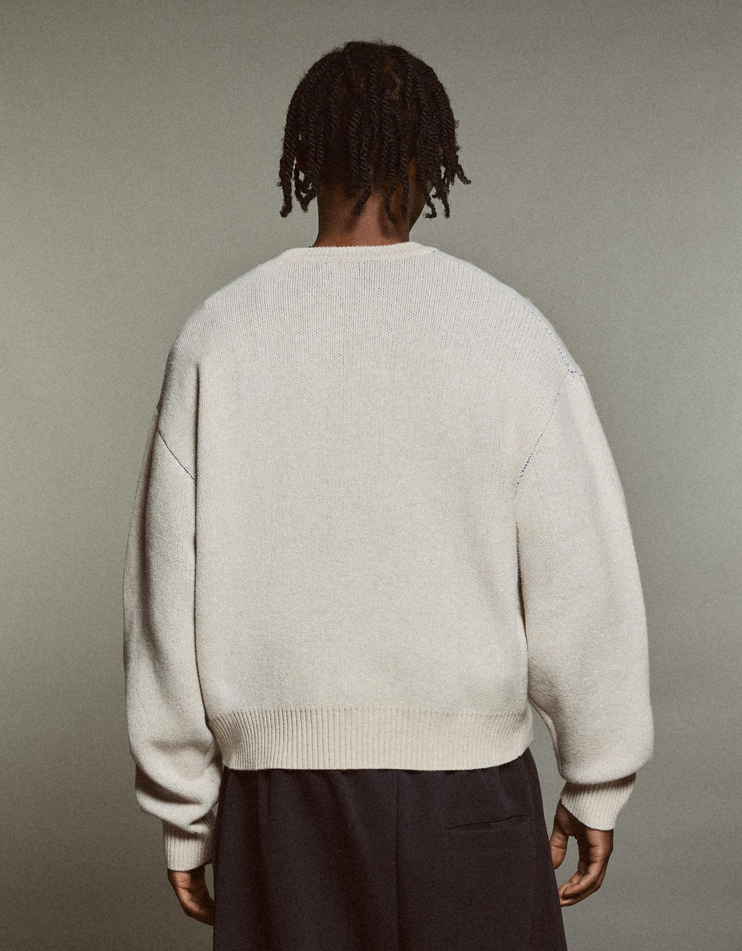 Graphic jacquard jumper — Stone