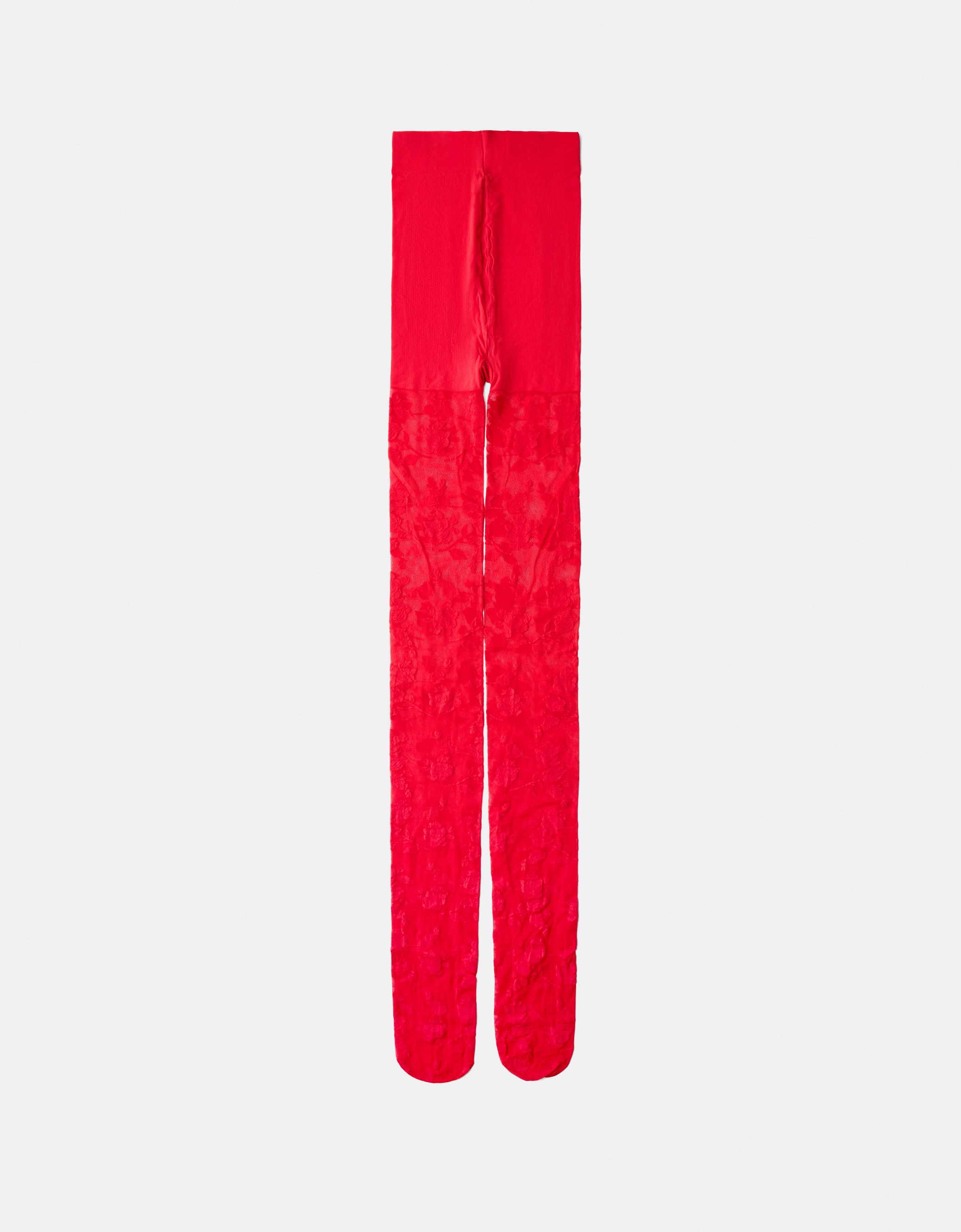 Bershka Strumpfhose Mit Lace Damen Rot