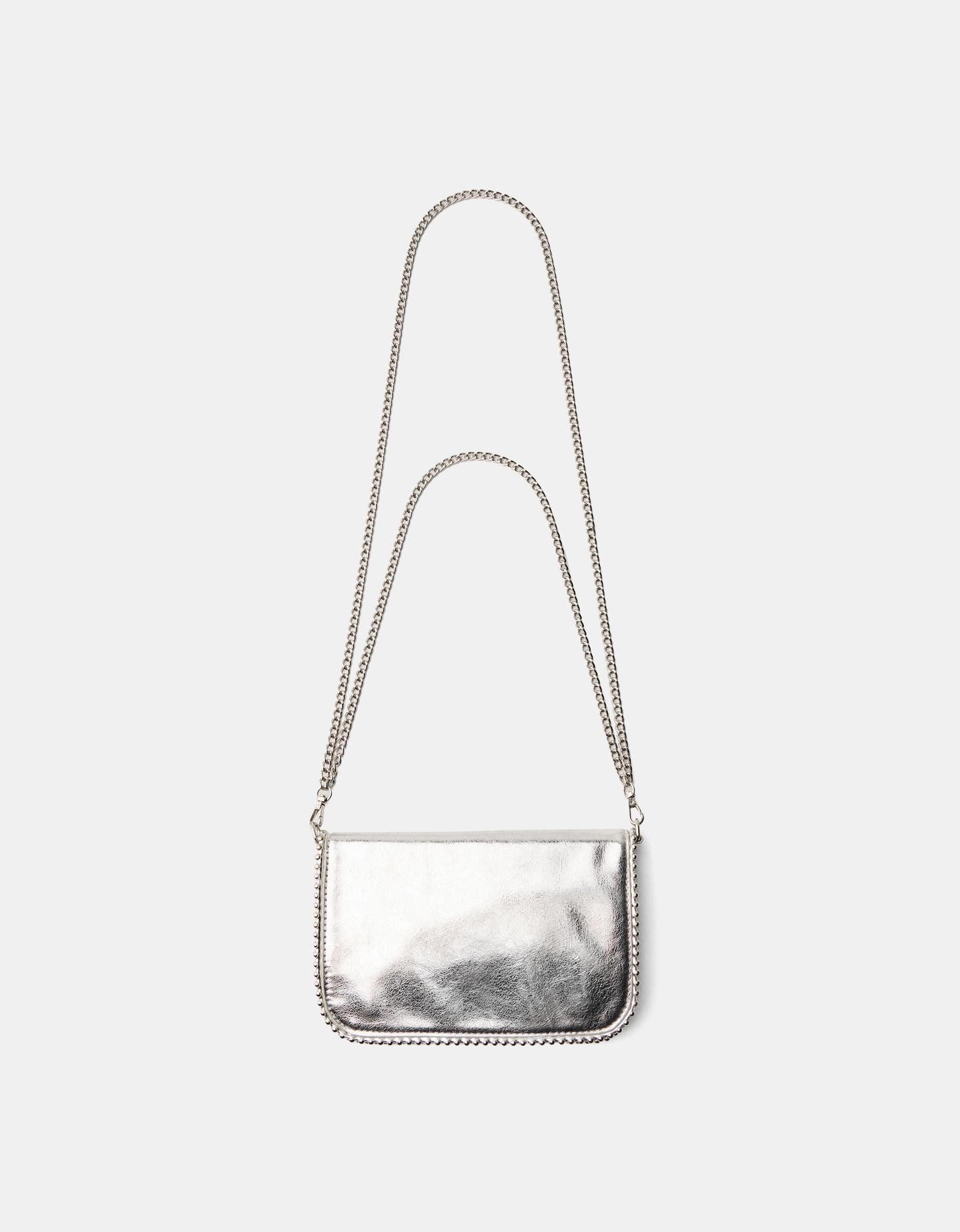 Bershka Bolso Bandolera Multiposición Efecto Piel Mujer Plata