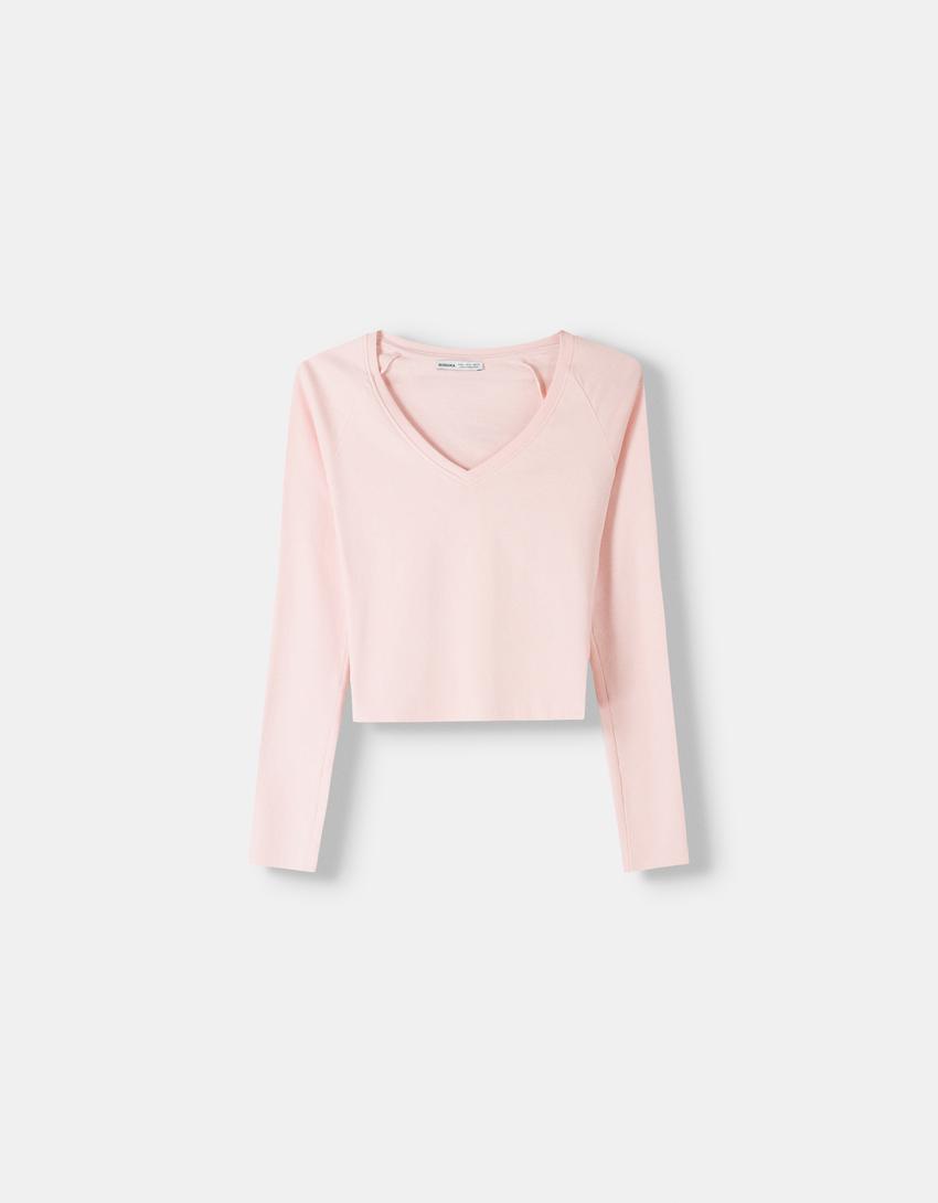 Long Sleeve Top Maniche Lunghe Bershka Maglietta Maniche Lunghe