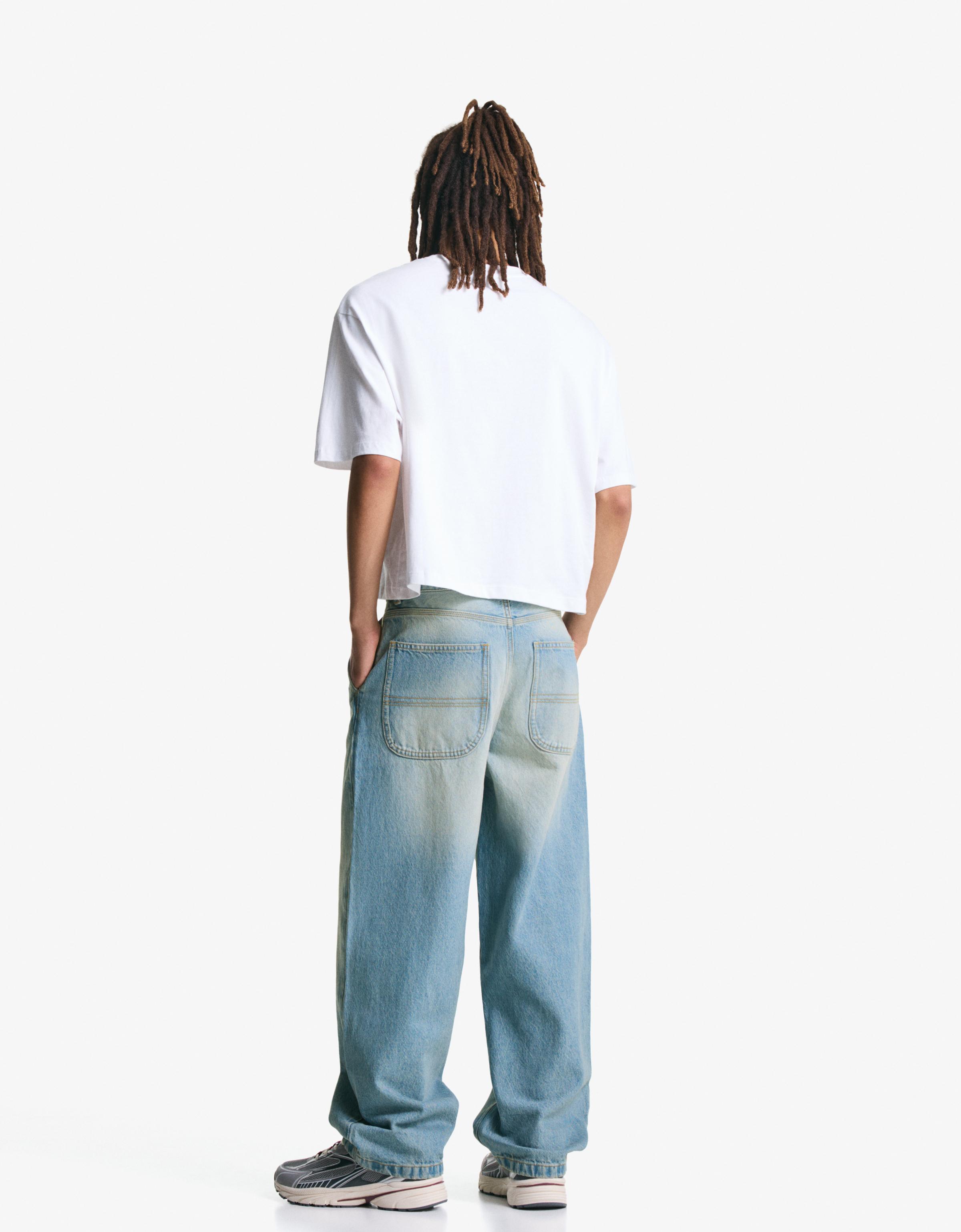 Bershka Skater-Jeans Herren 38 Ausgewaschenes Blau