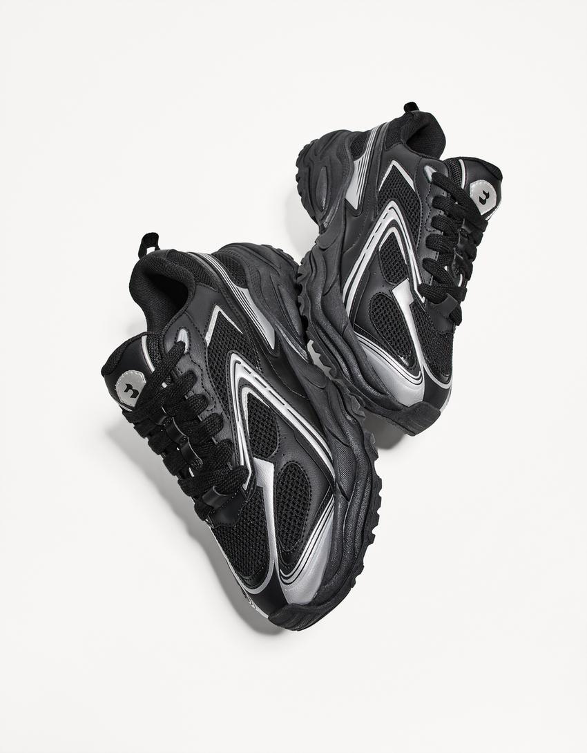 Sneaker mit kombinierter Sohle-Schwarz-4