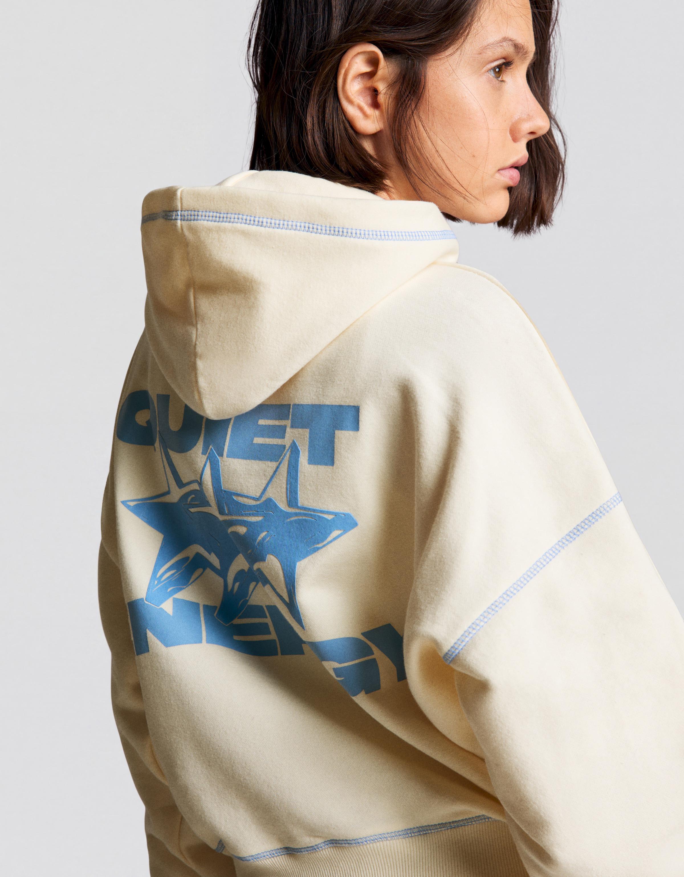 Hooded print sweatshirt — Cream